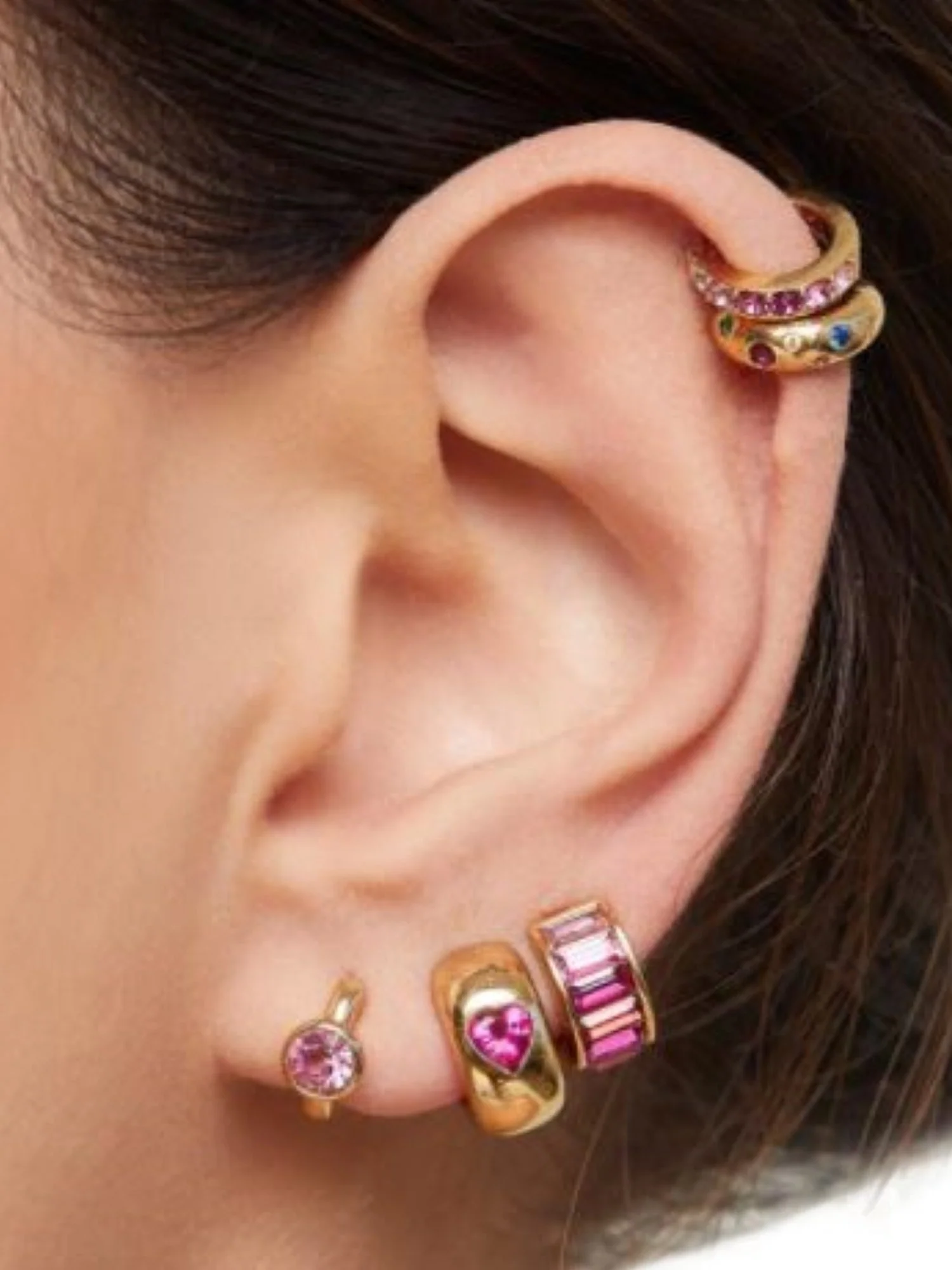 Petit Moments Gold-Plated CZ Heart-Inset Huggie Earrings - Brands We Love - Image 2
