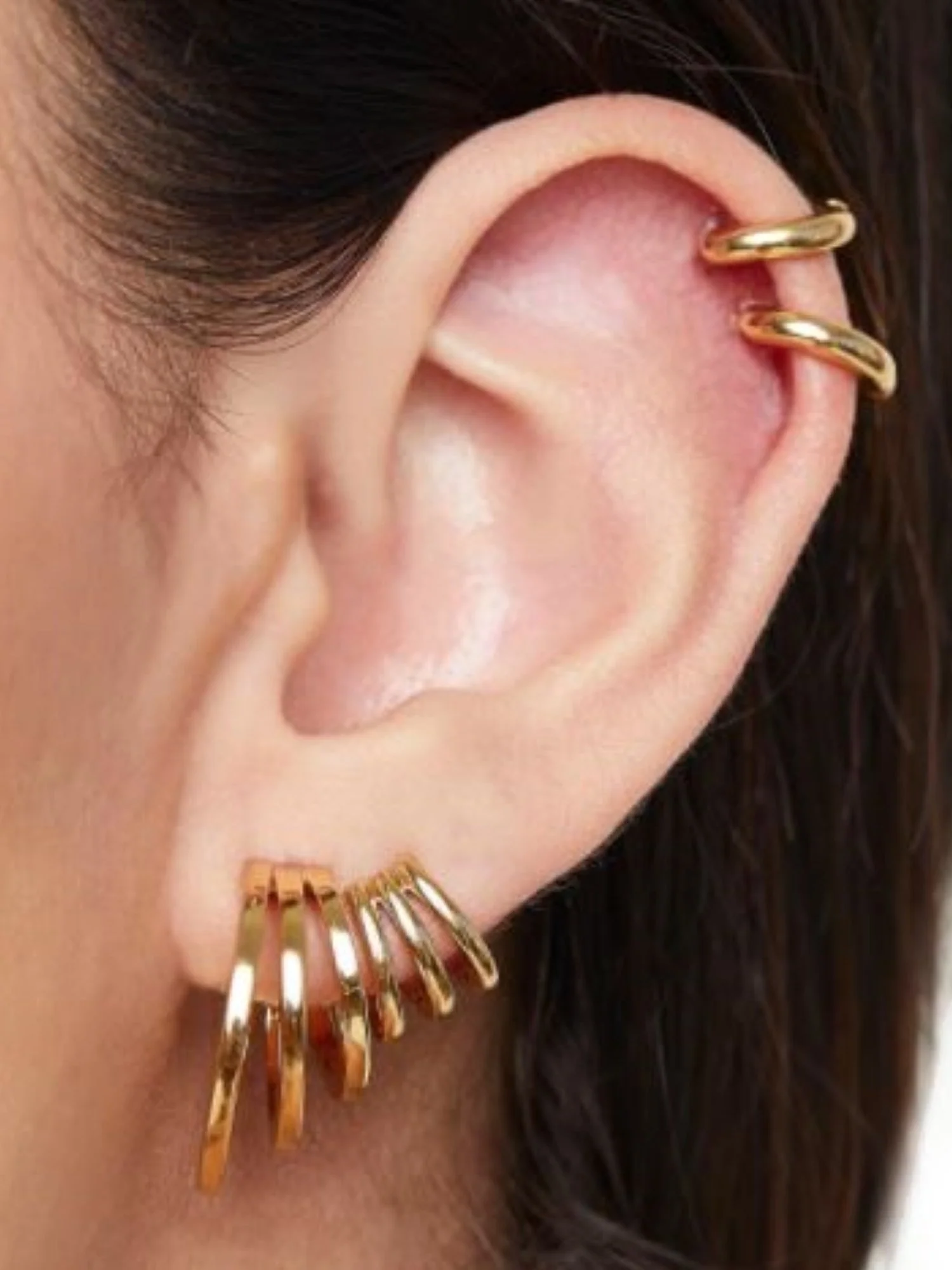 Petit Moments Gold-Plated Triple-Hoop Huggie Earrings - Brands We Love - Image 2