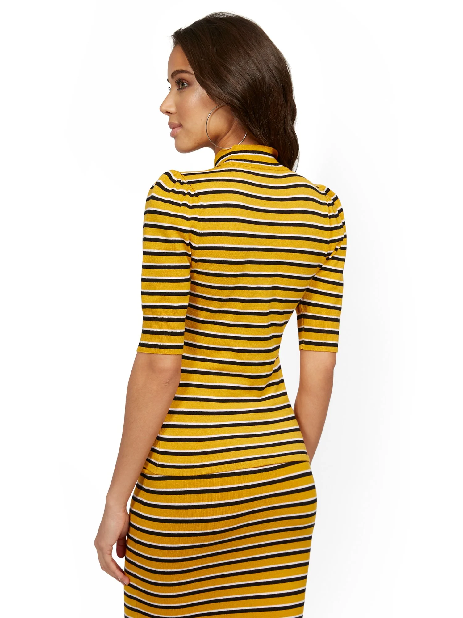 Gold Retro-Stripe Bow Sweater - Image 3