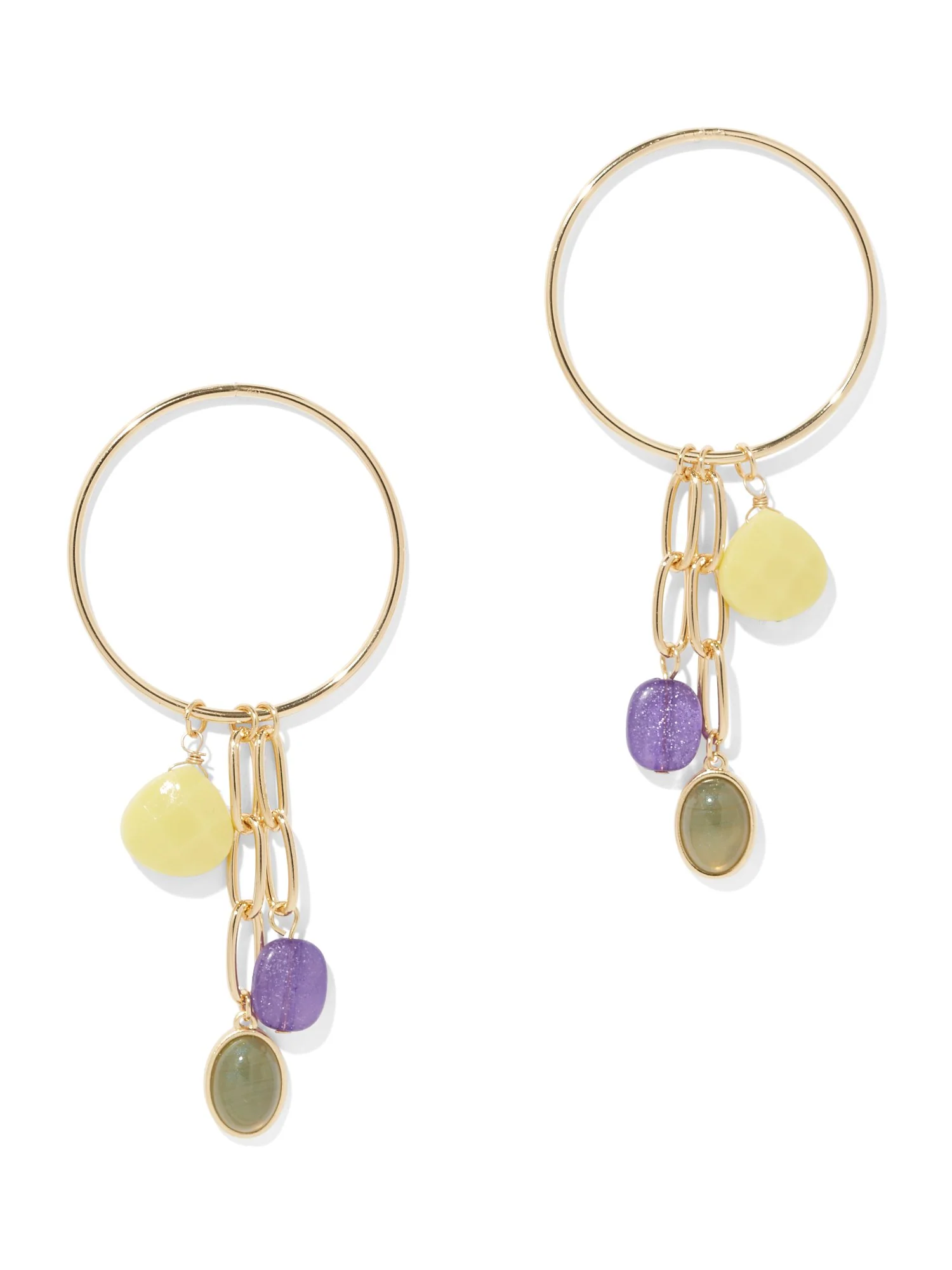 Goldtone Beaded Hoop Earring