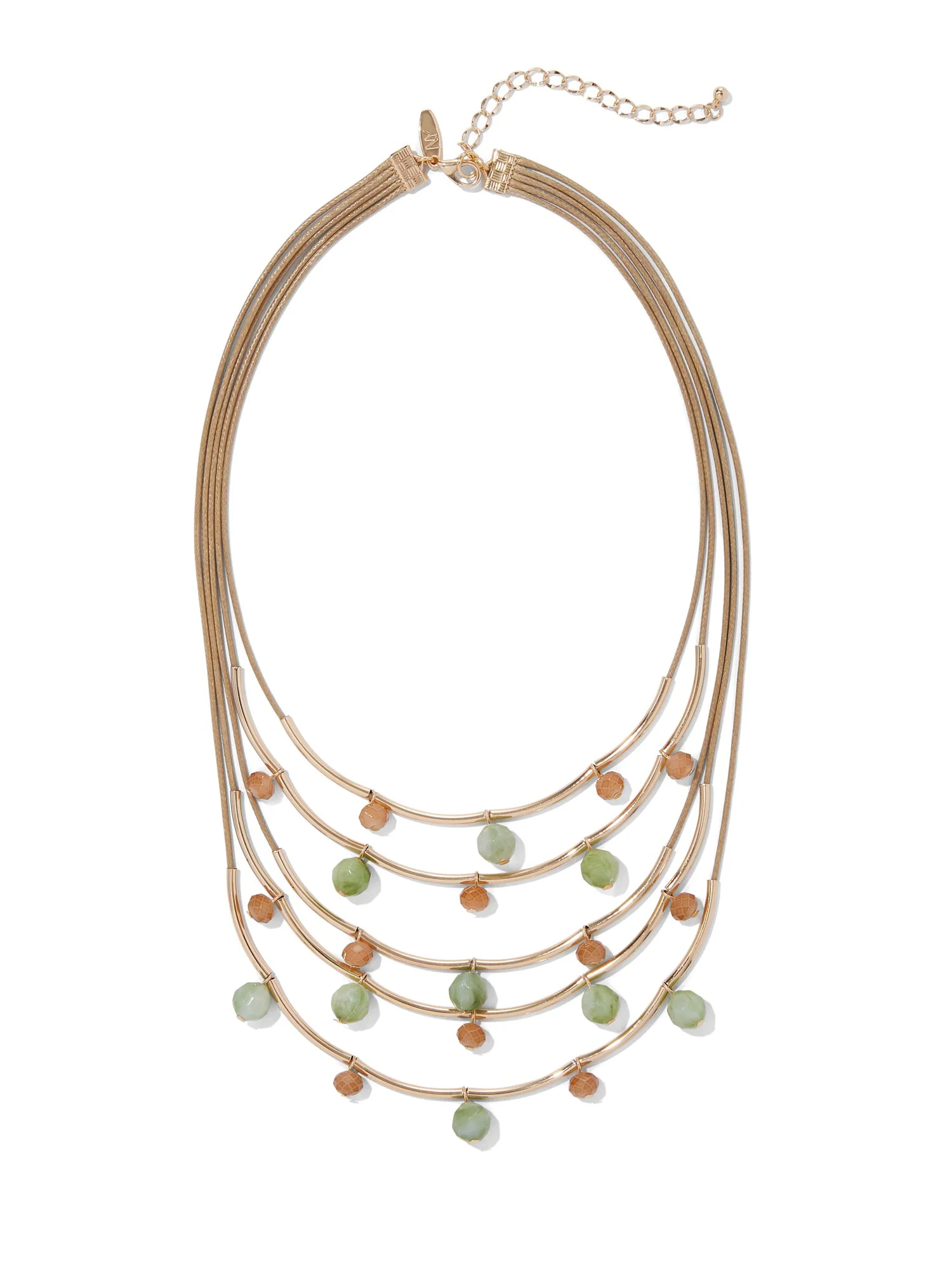 Goldtone Beaded Layered Statement Necklace