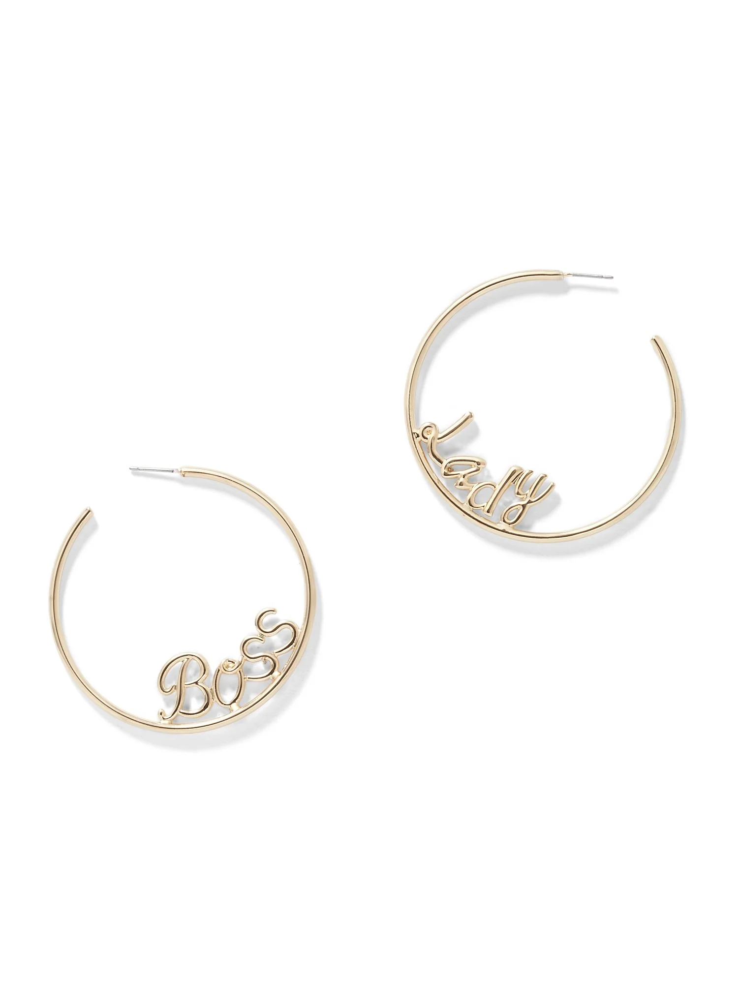 Goldtone 'Boss Lady' Hoop Earring