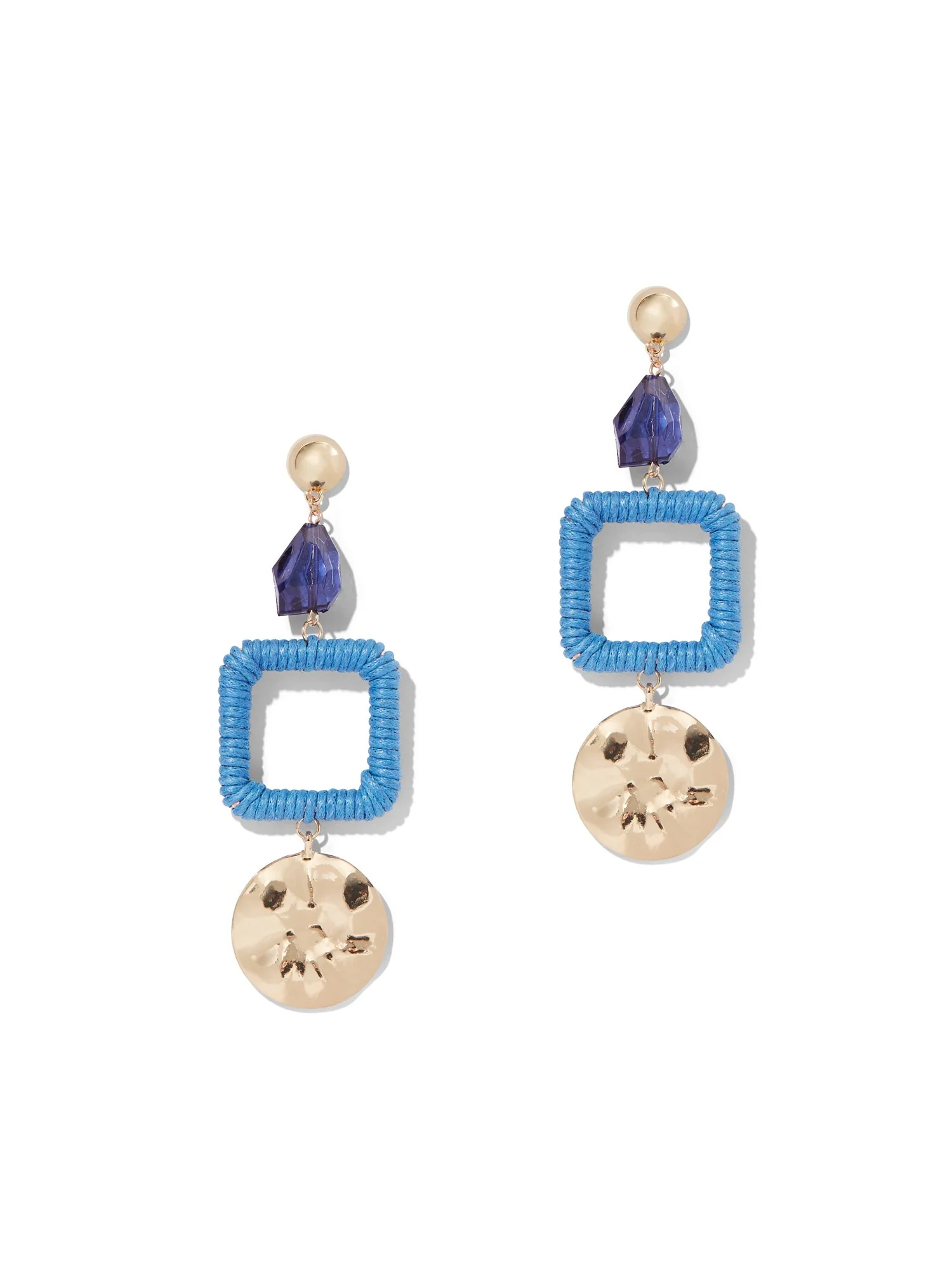 Goldtone Open-Square Drop Earring