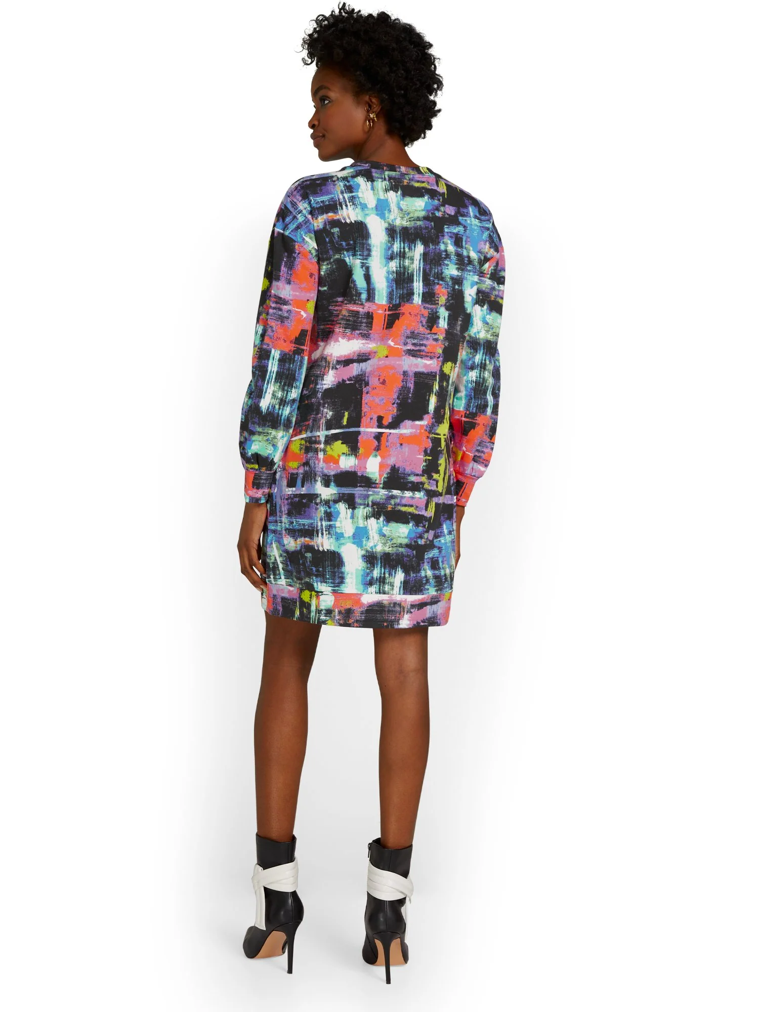 Graffiti-Print Crewneck French Terry Sweatshirt Dress - Image 3