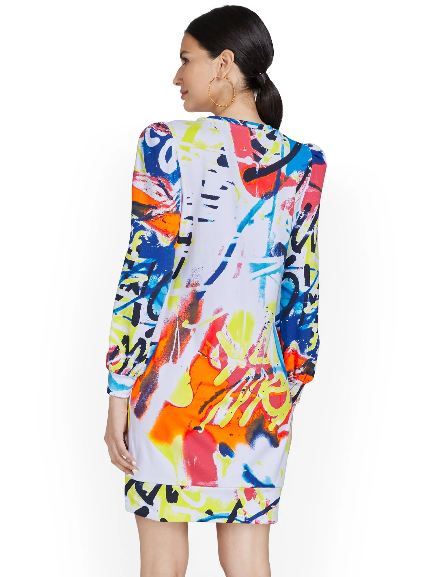 Graffiti-Print Puff-Sleeve Dress - Image 3