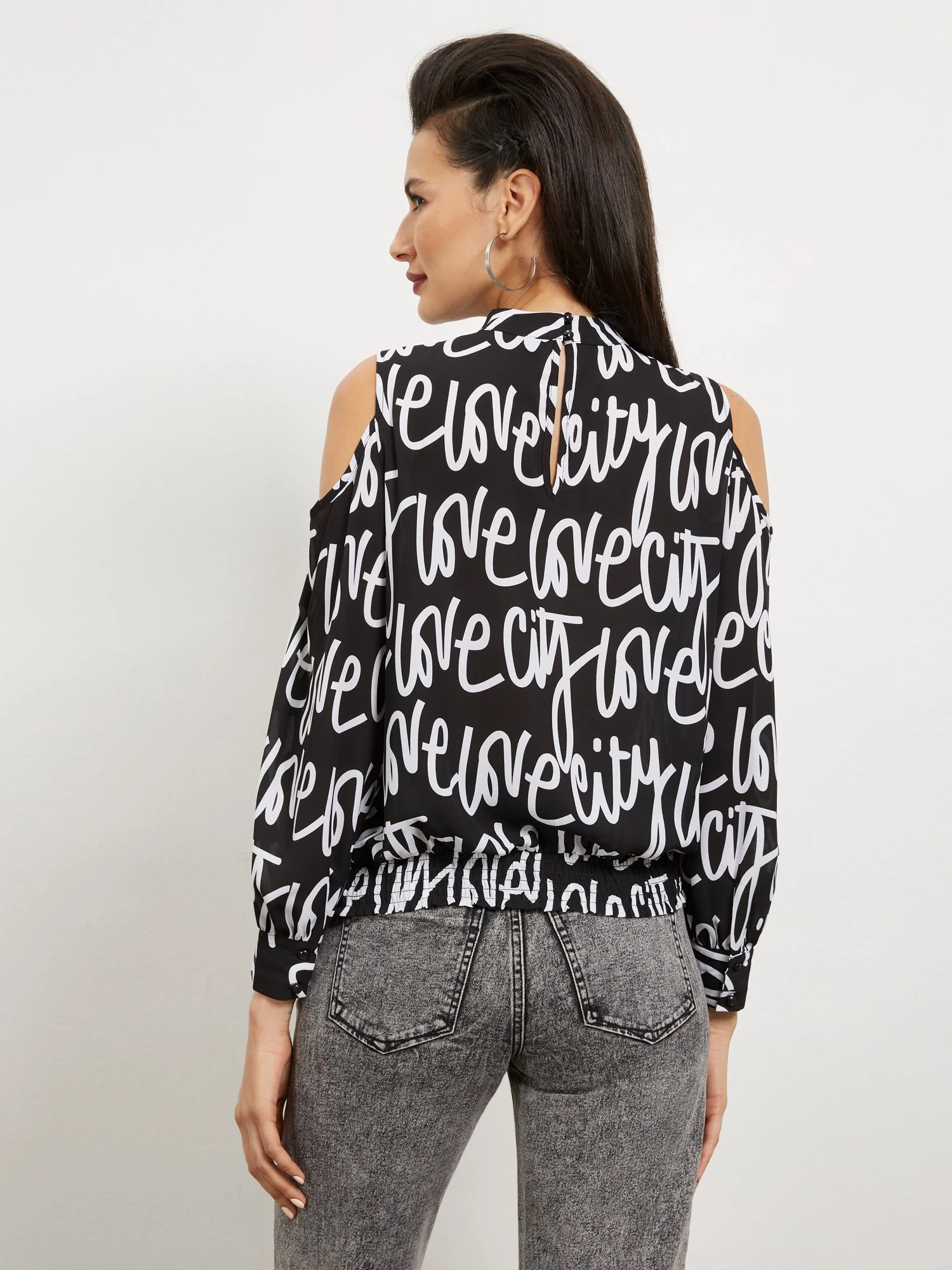 Graphic Cold-Shoulder Top - Image 3