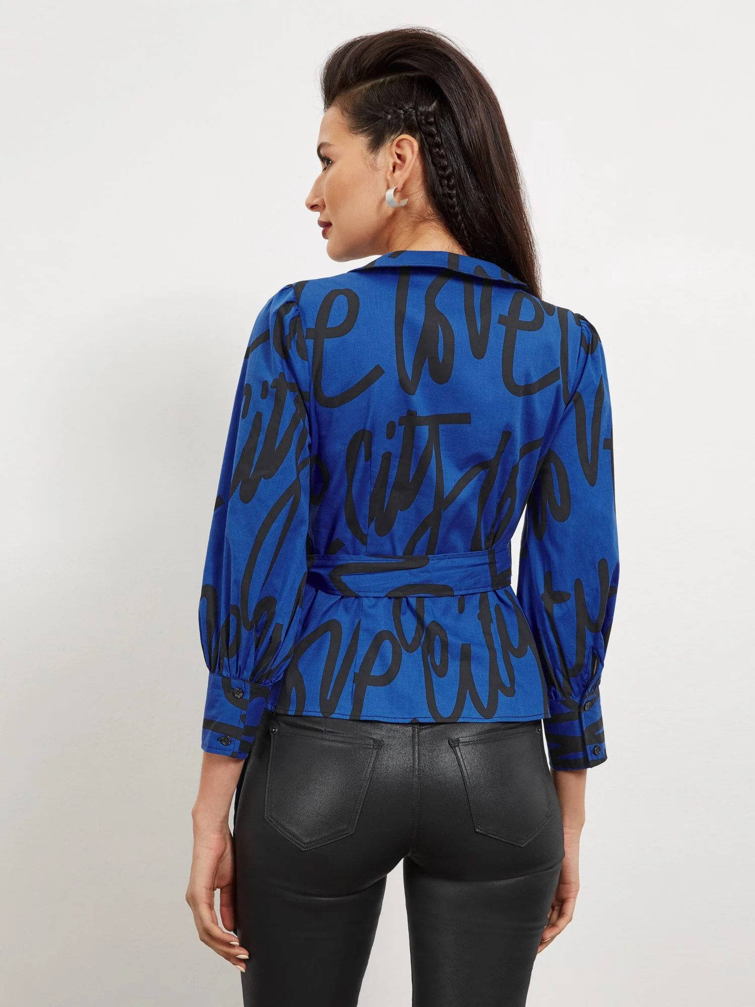 Graphic Side-Tie Blouse - Image 3