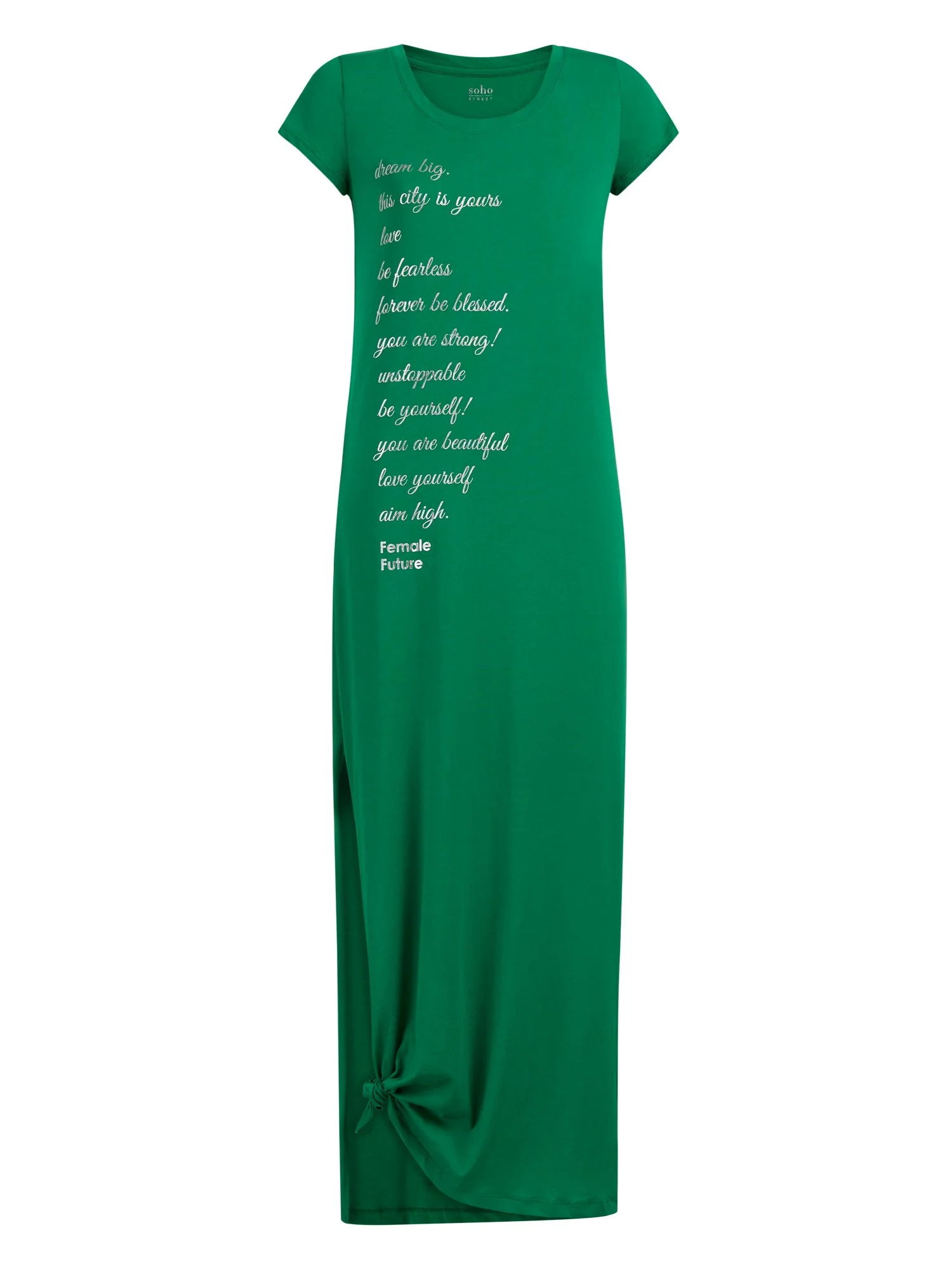 Green Cotton Maxi Tee Dress - Image 2