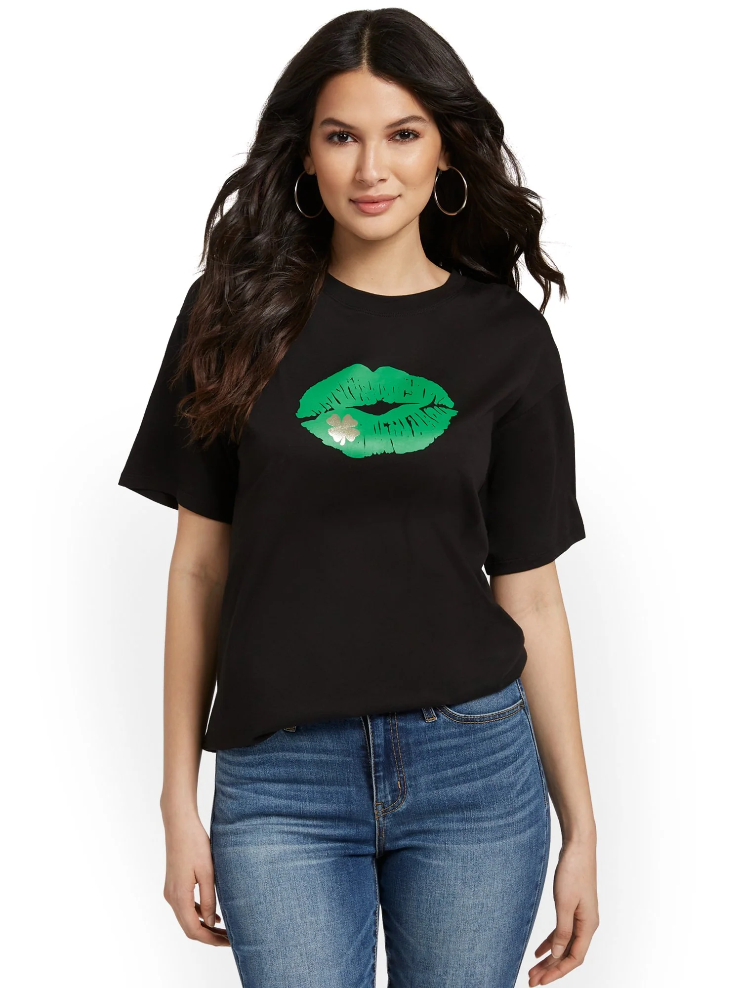 Green Kiss Oversized Graphic Tee