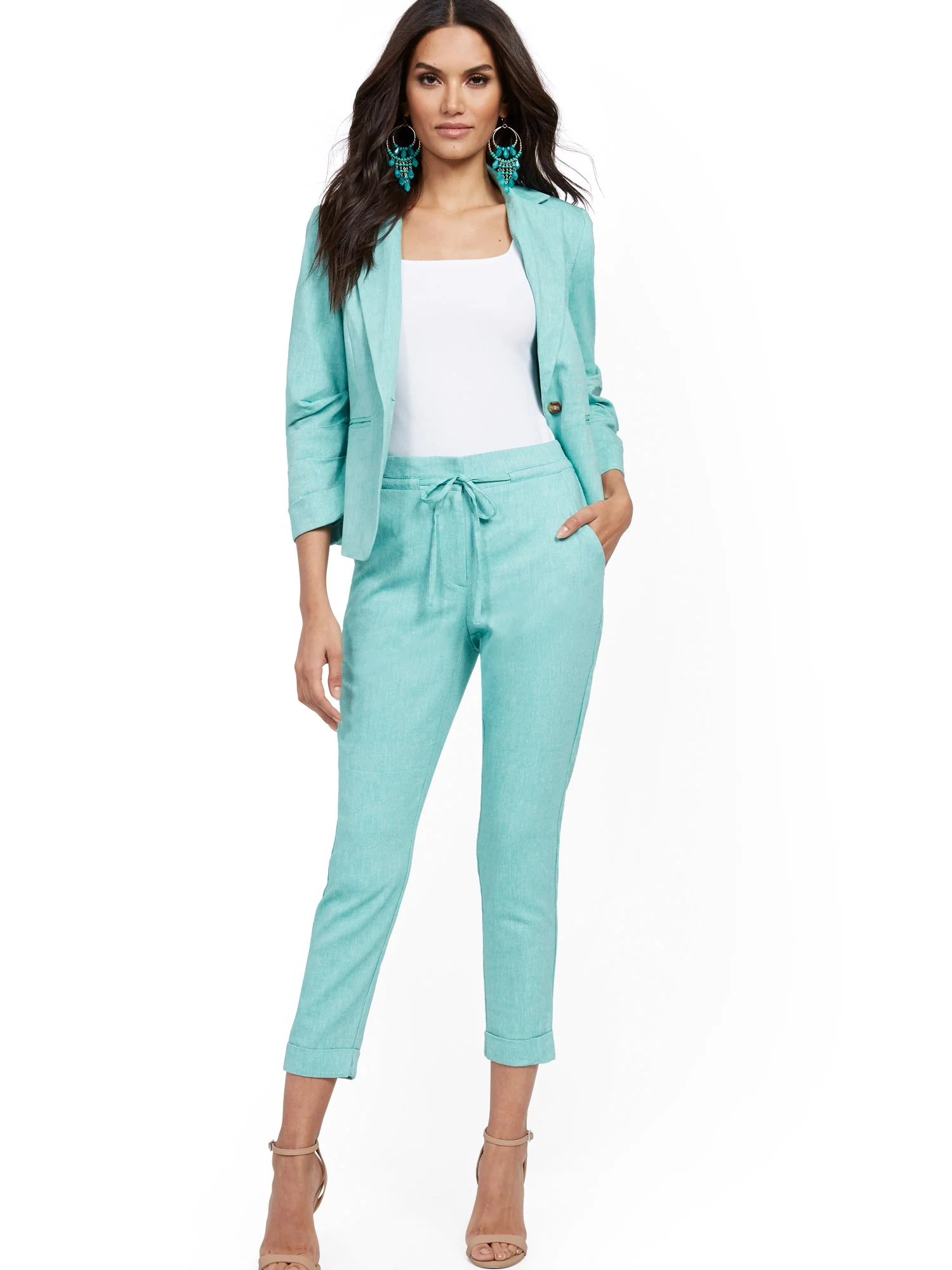 Green One-Button Jacket - Linen Blend - Image 4