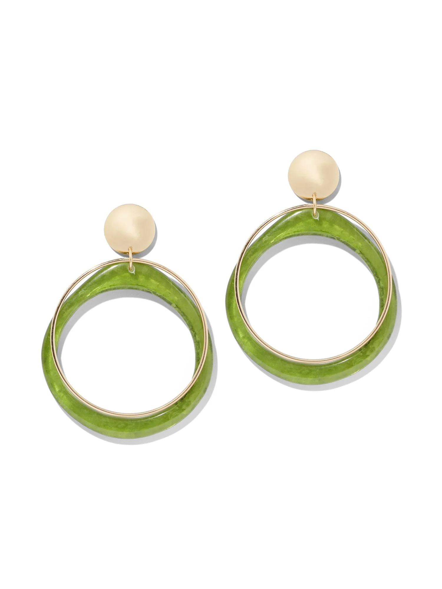 Green Resin Hoop Drop Earring