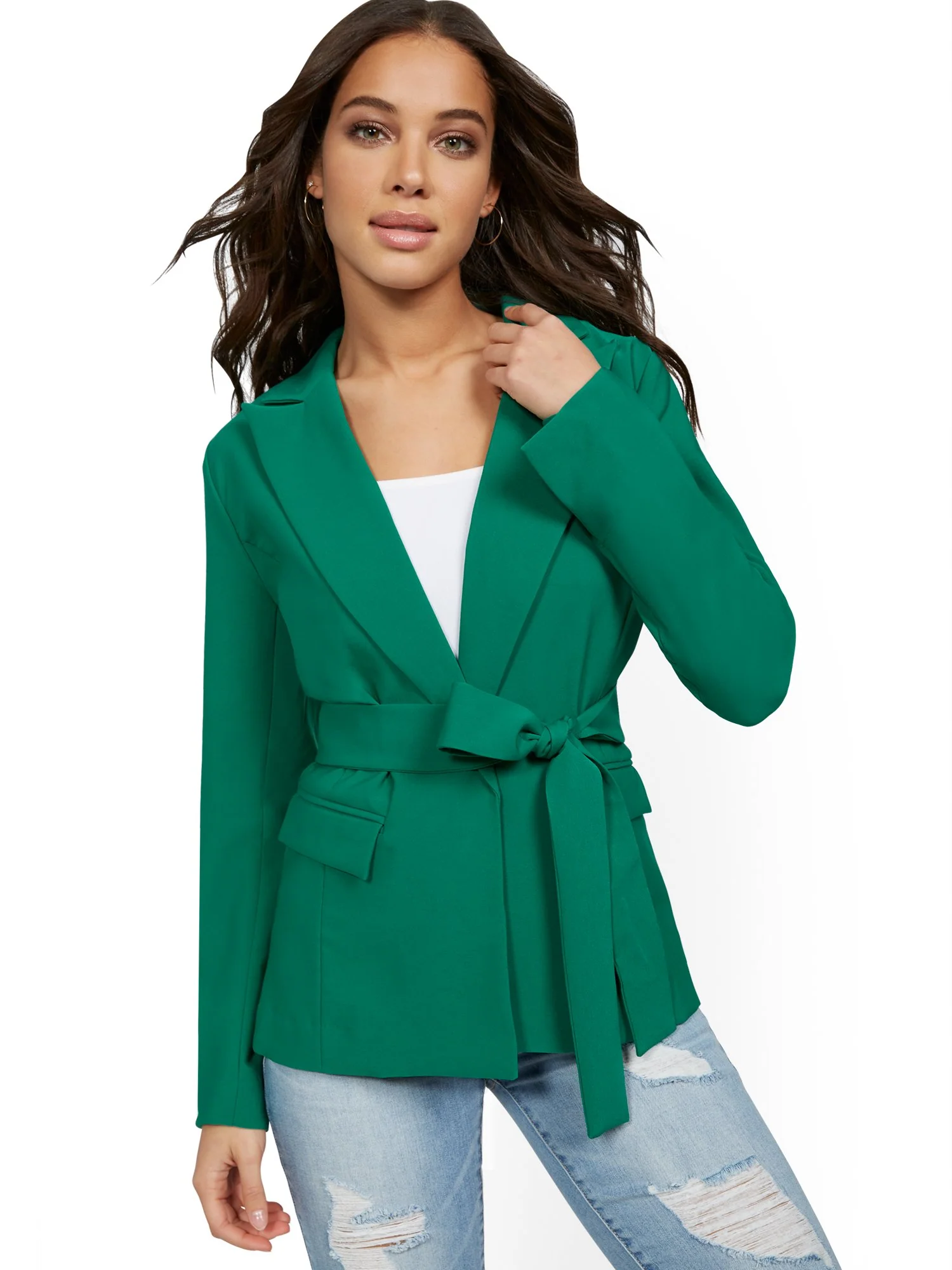 Green Tie-Front Blazer - 7th Avenue - Image 2