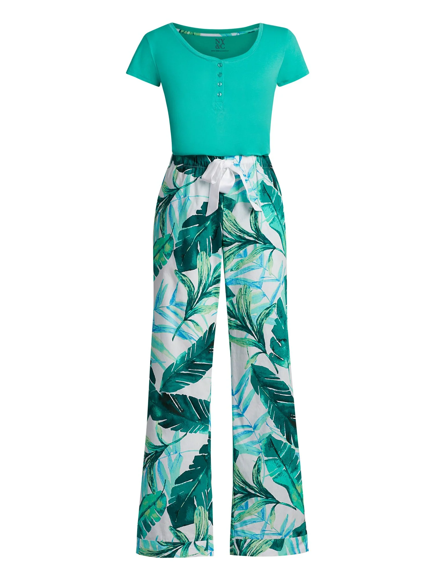 Green Tropical-Print Pajama Set - Image 2