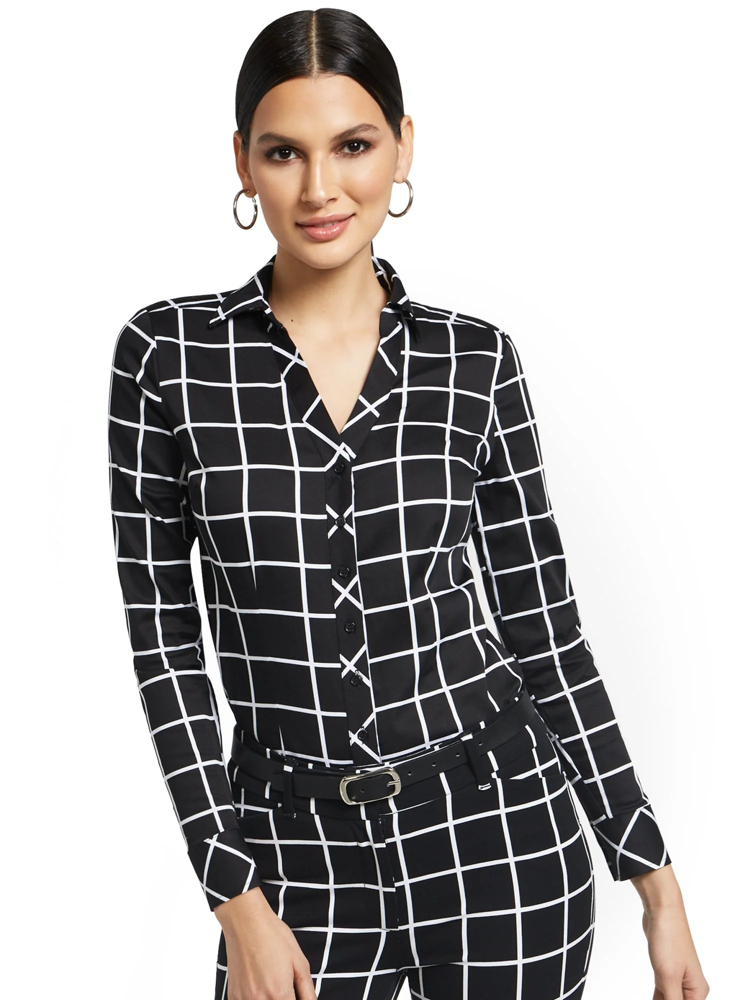 Grid-Print Madison Shirt - 7th Avenue - Image 2