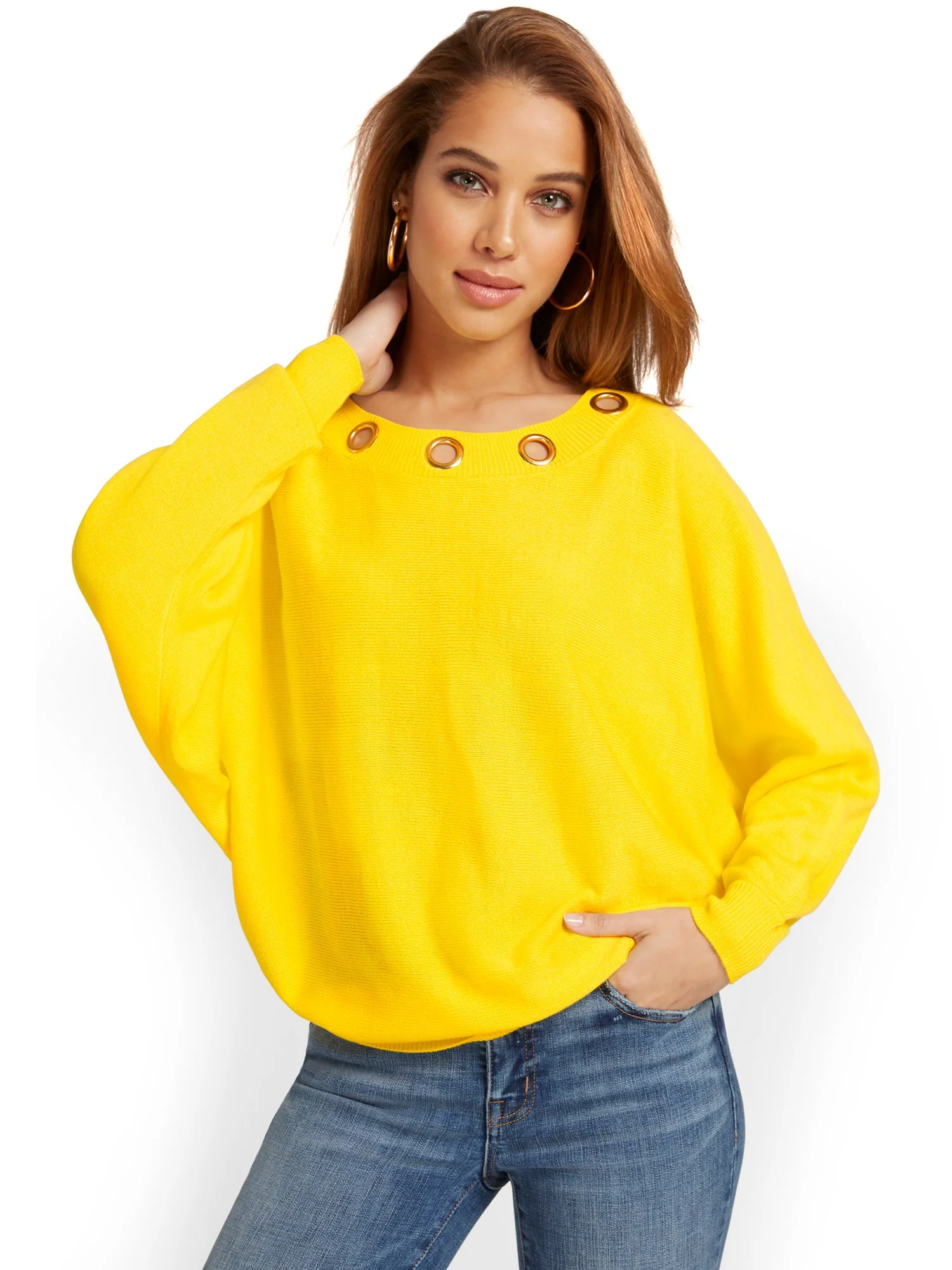 Grommet-Detail Slouchy Pullover Sweater - Image 7