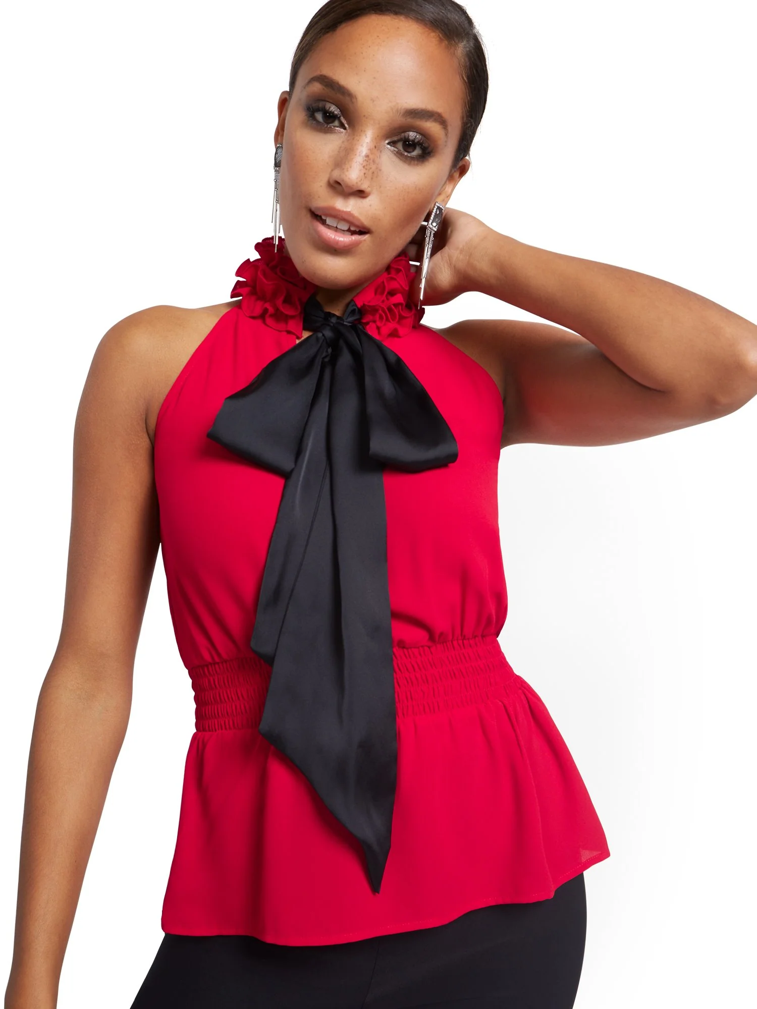 Halter Bow Peplum Top - Image 2