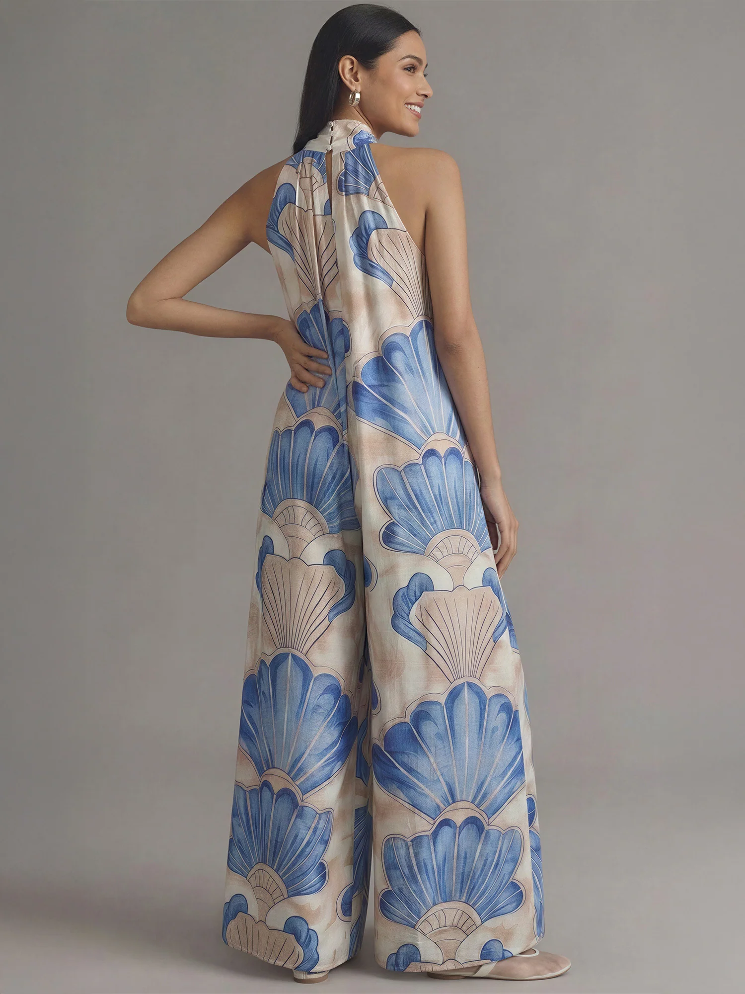 Halter Printed Loose Fit Jumpsuit - Image 3