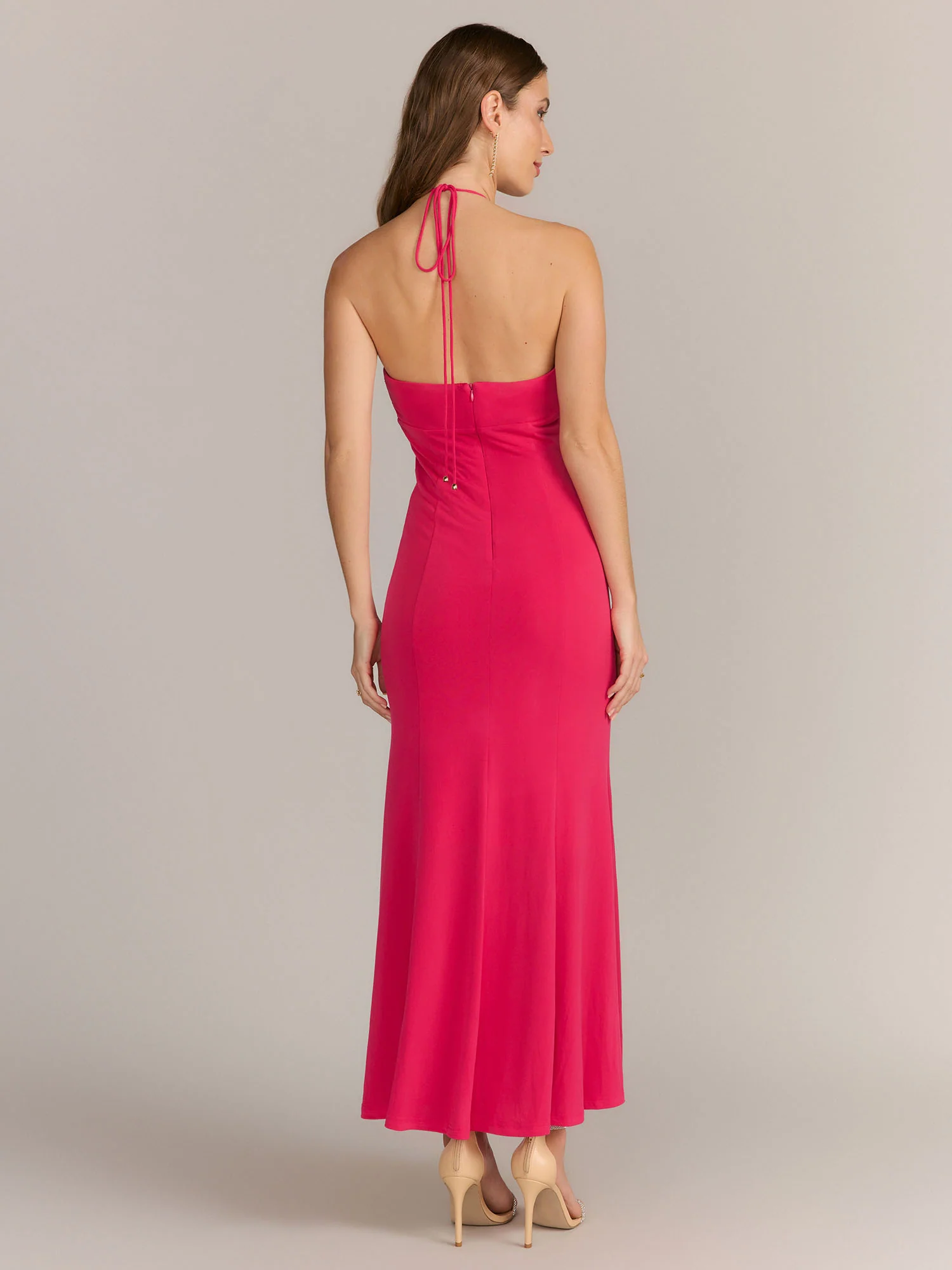 Lena Halter Neck Rosette Detail Jersey Dress - Brands We Love - Image 3