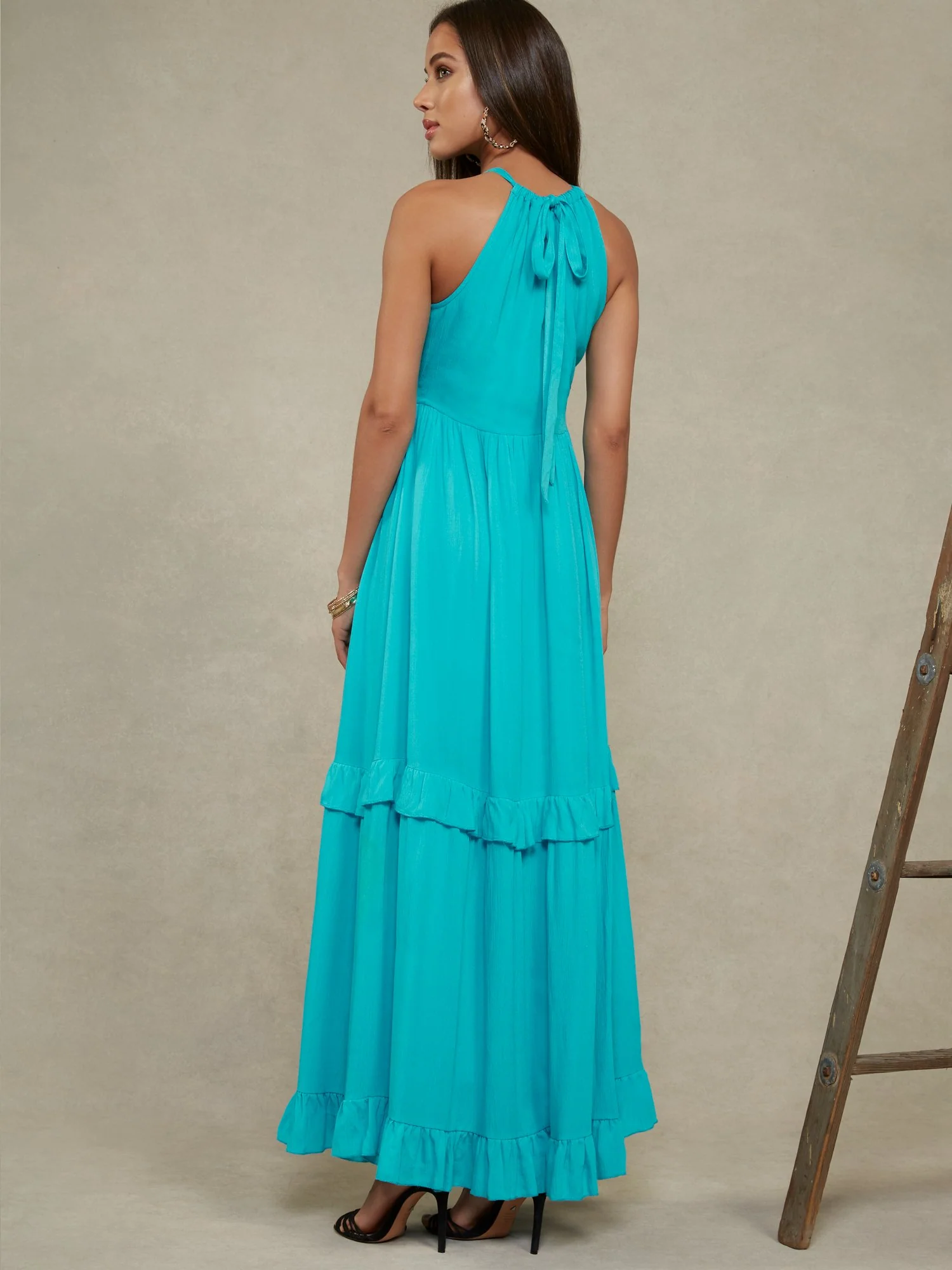 Halter Ruffle Maxi Dress - Image 3