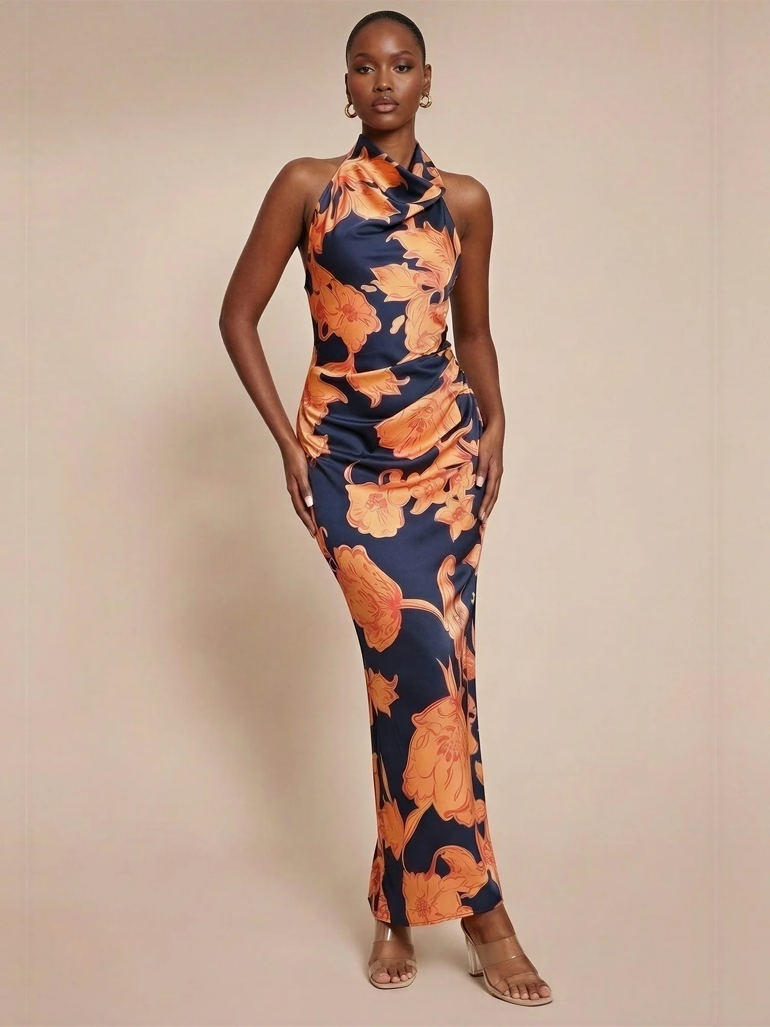 Halter Satin Backless Long Dress