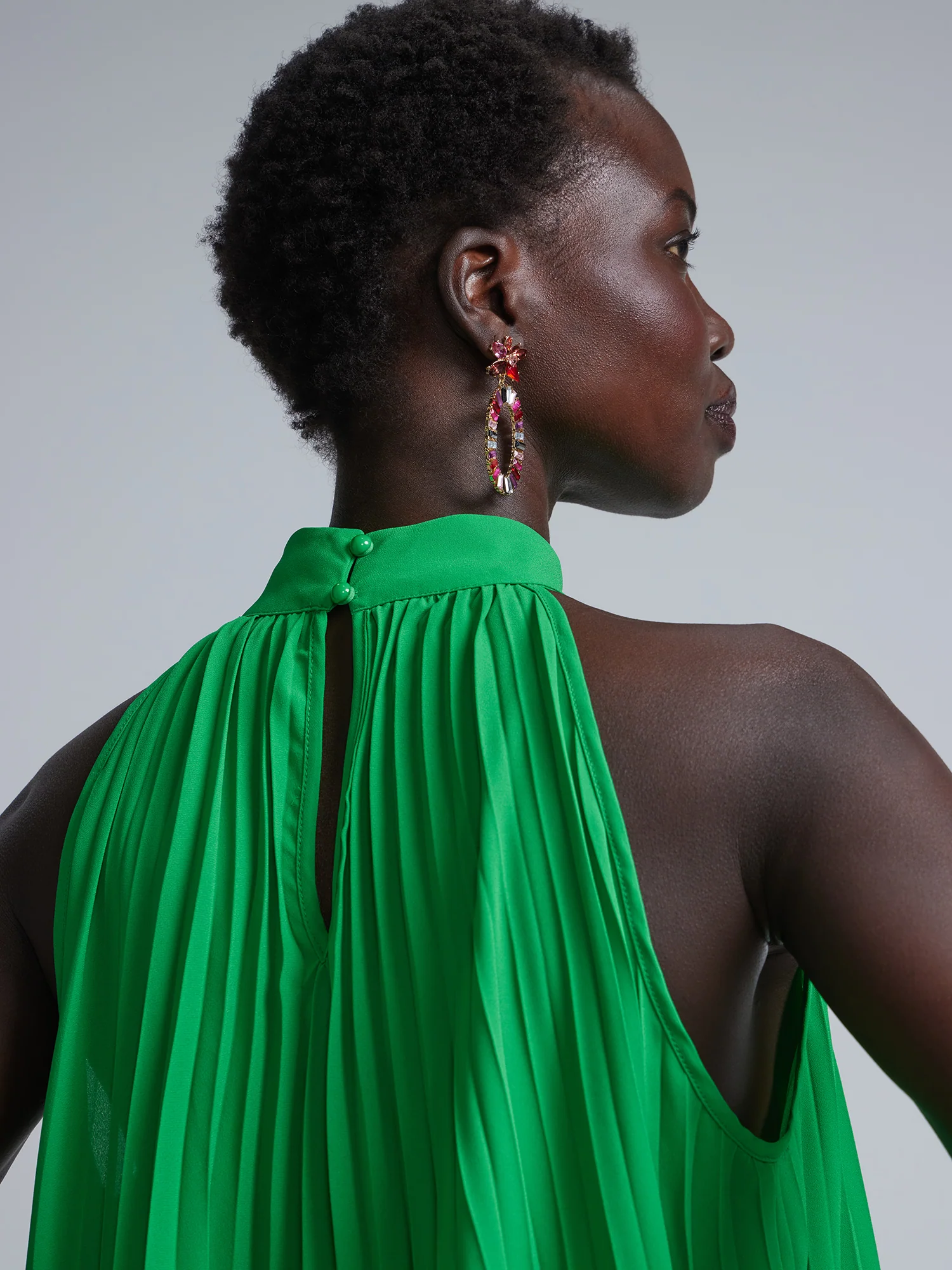 Halterneck Plisse Blouse - Image 4