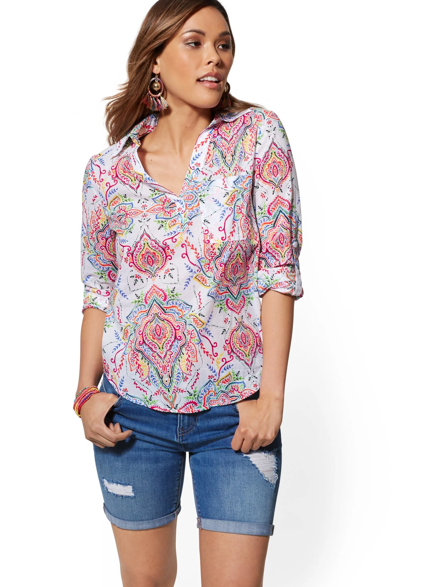 Hampton Medallion-Print Shirt - Button Back - Image 7