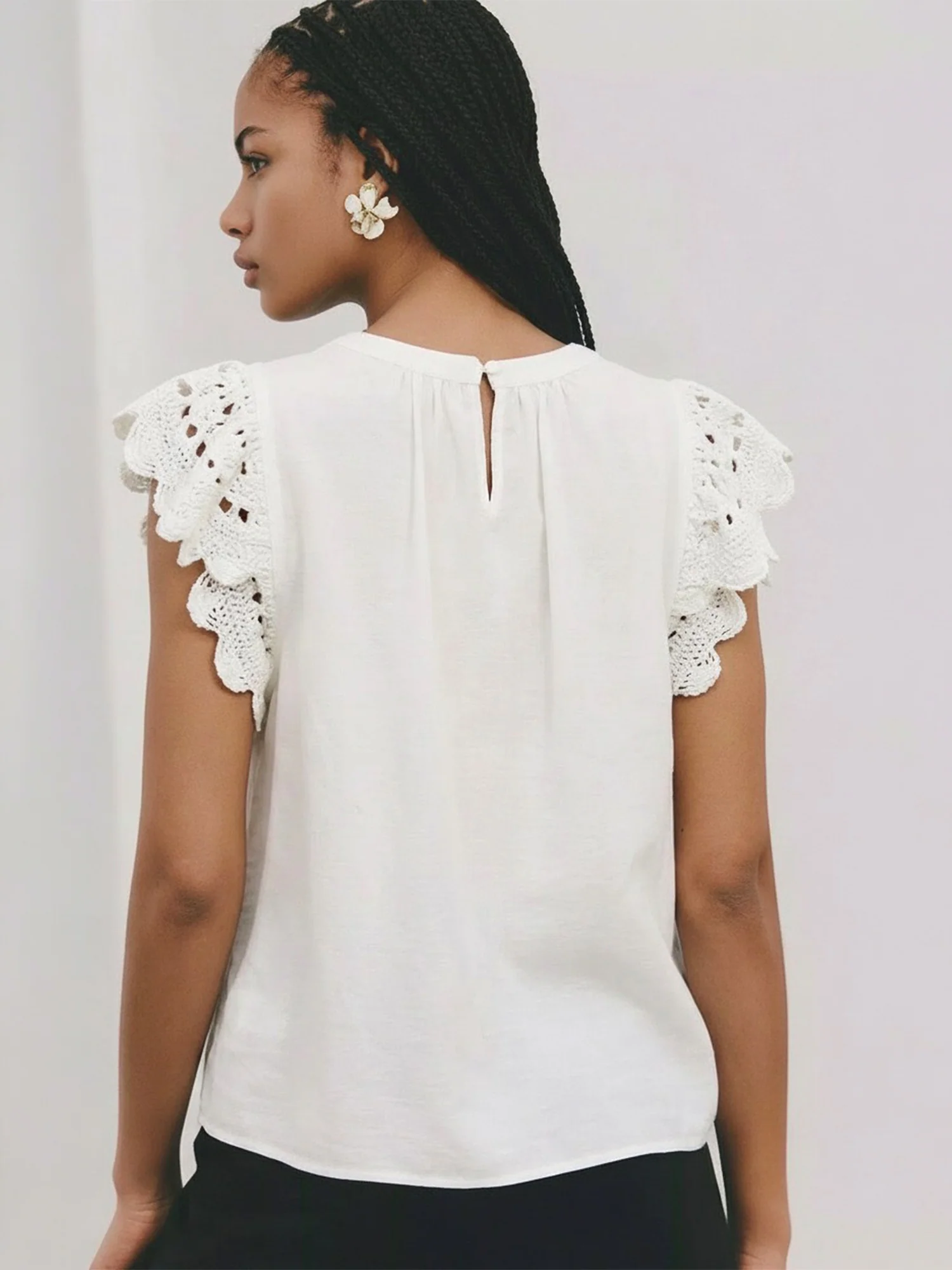 Hand Crochet Sleeve And Neck Top - Image 3
