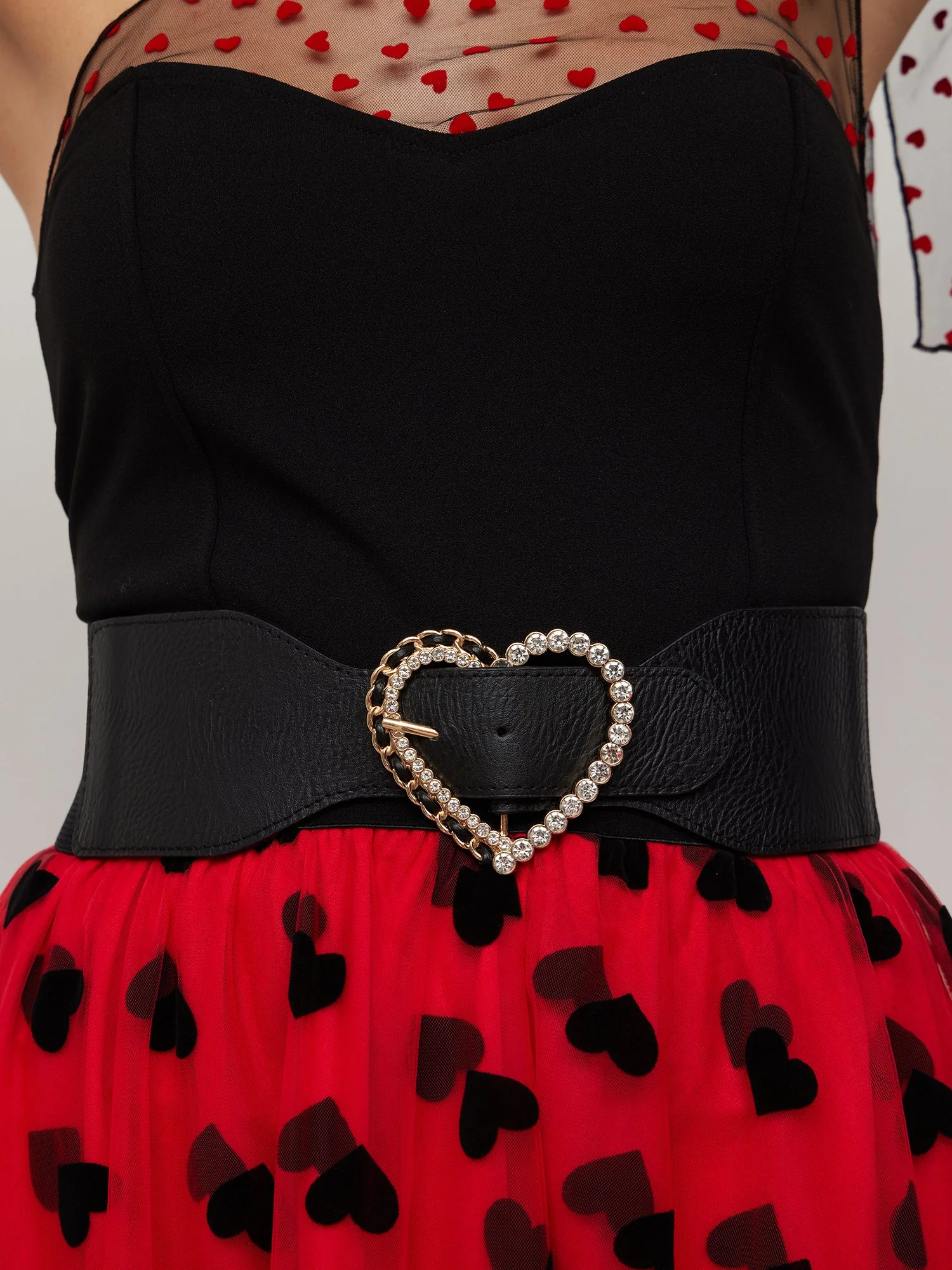 Heart-Buckle Wide Waist Belt