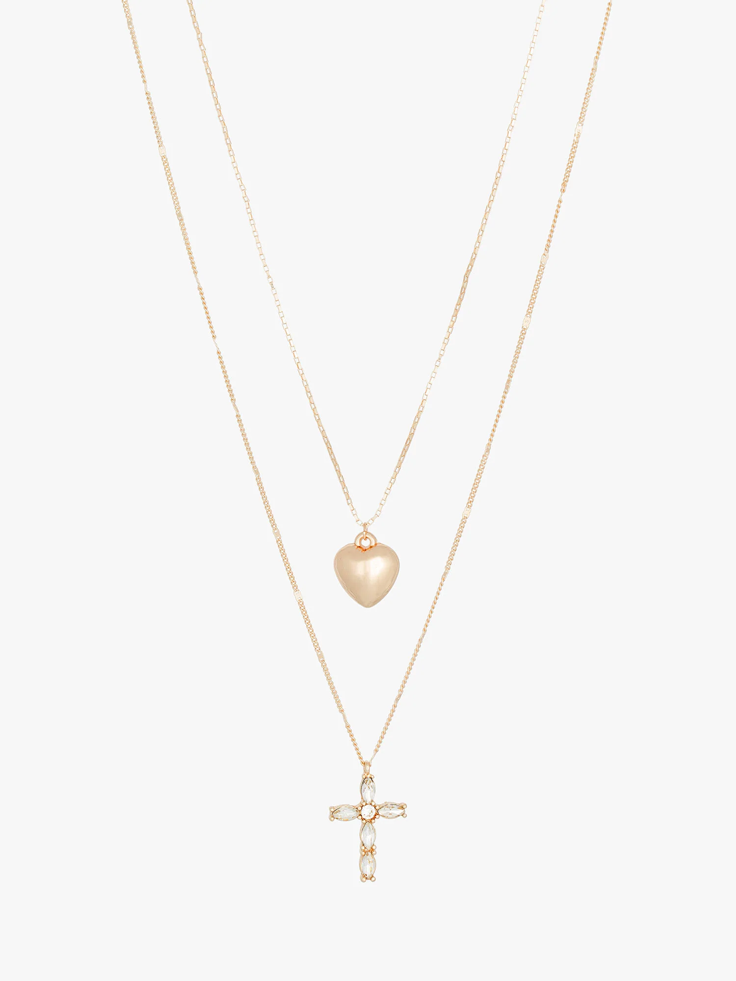 Heart Cross 2-layer Necklace