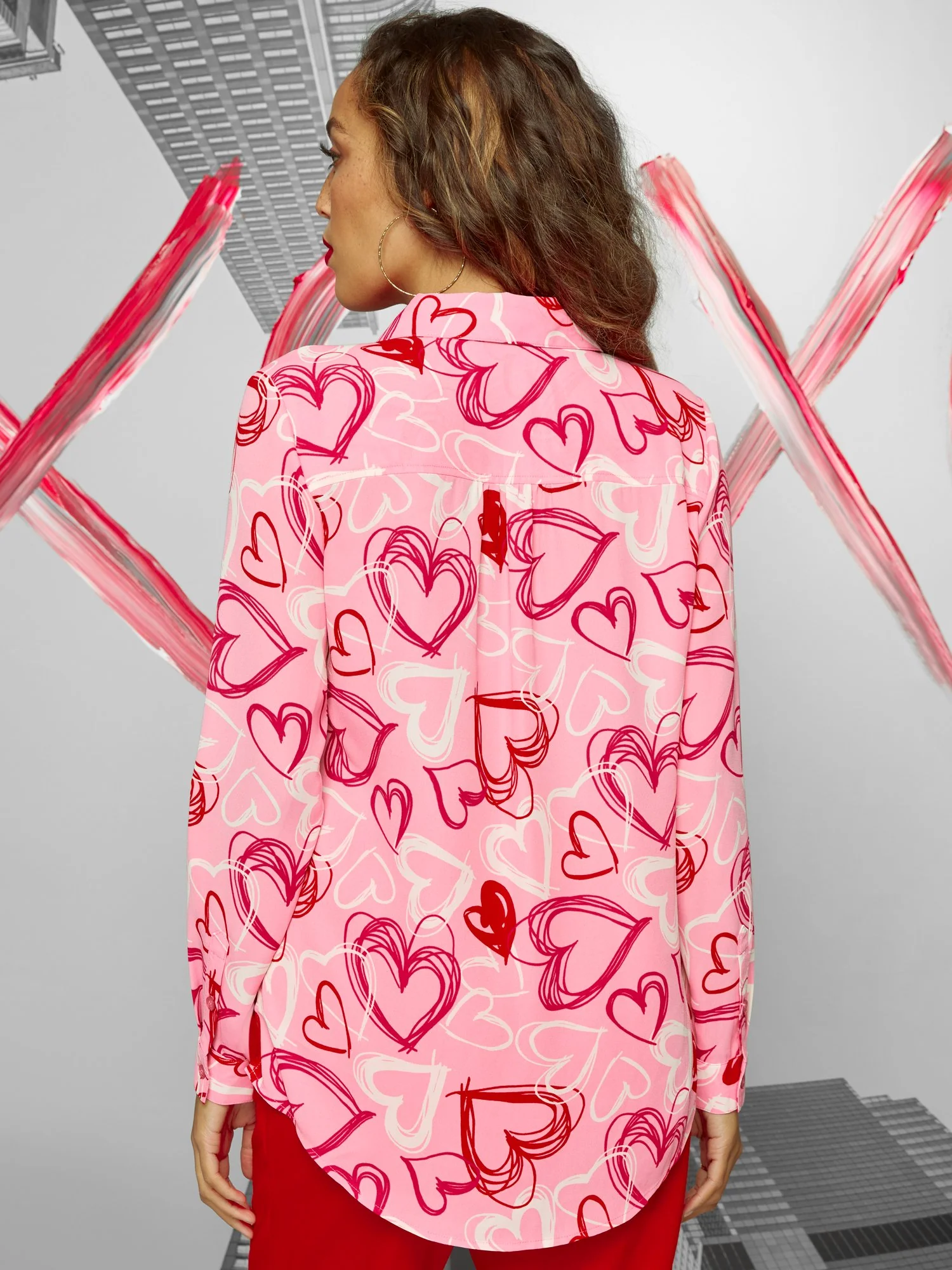 Heart-Print Button-Down Top - Image 3