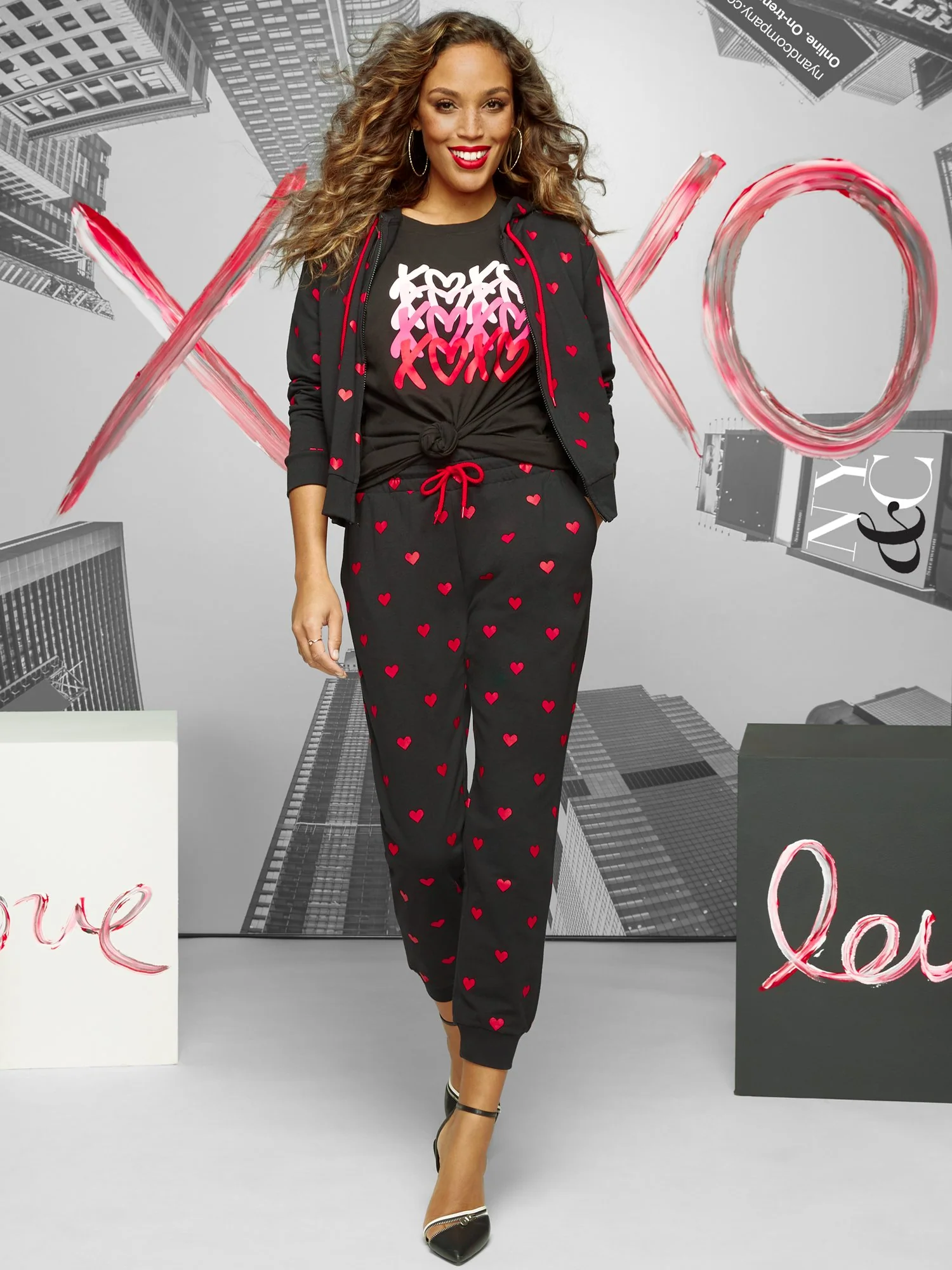 Heart-Print French Terry Jogger Pant