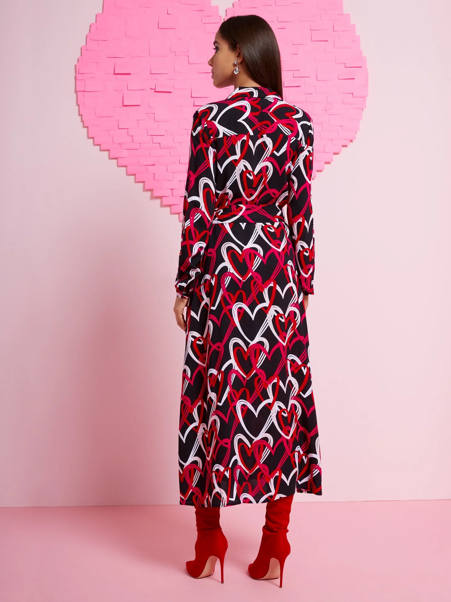 Heart-Print Maxi Shirtdress - Image 3