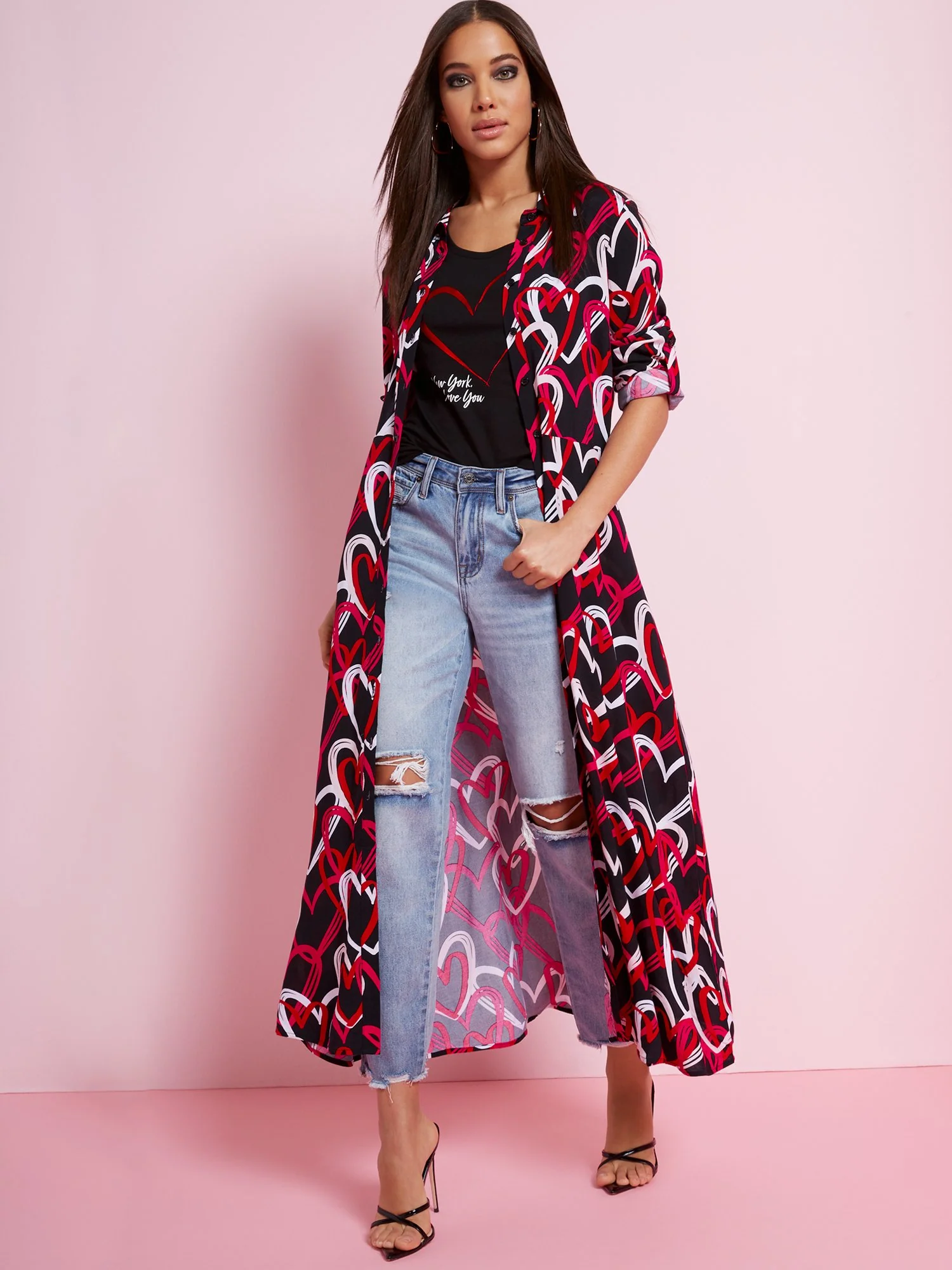 Heart-Print Maxi Shirtdress - Image 4