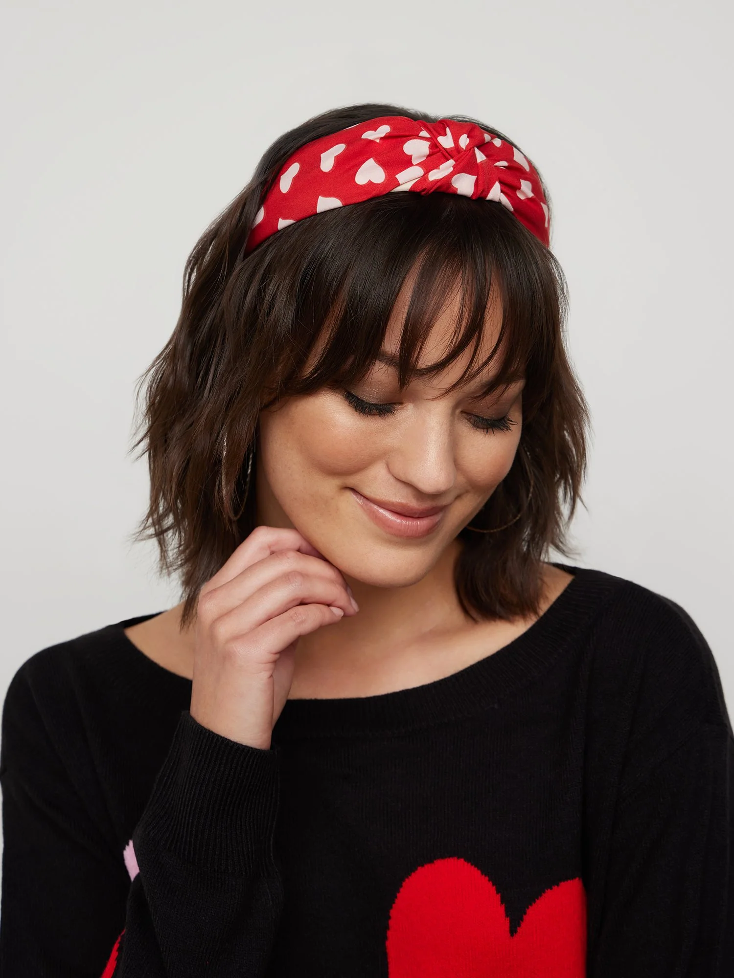 Heart-Print Top-Knot Headband