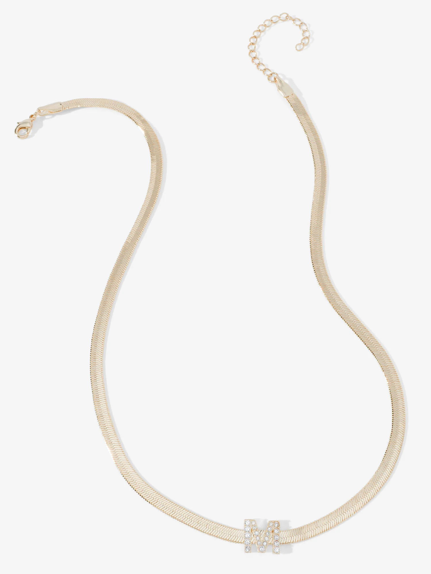 Herringbone Crystal Accent Initial Pendant Necklace - Image 2