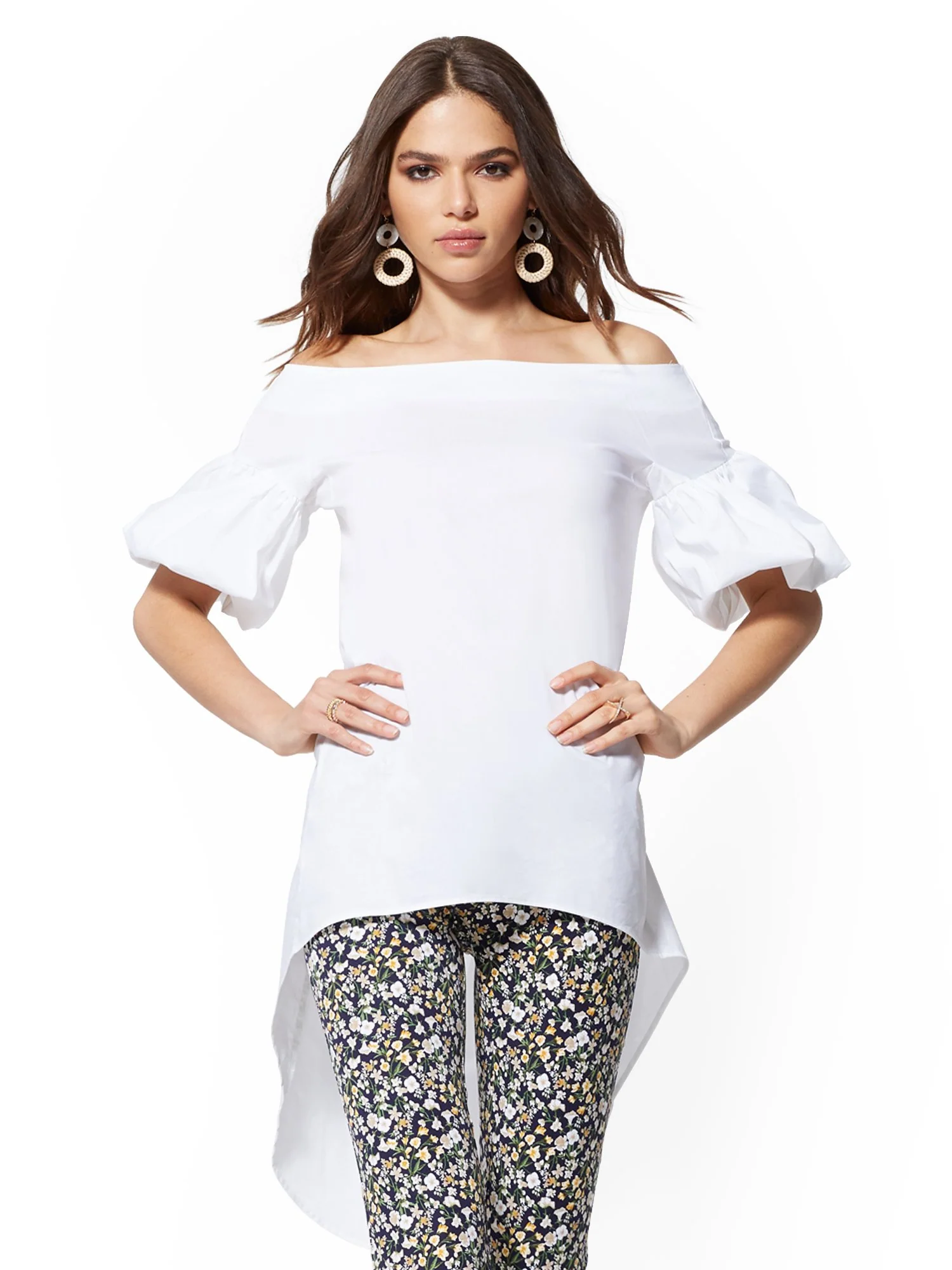 Hi-Lo Poplin Tunic Shirt - Image 2