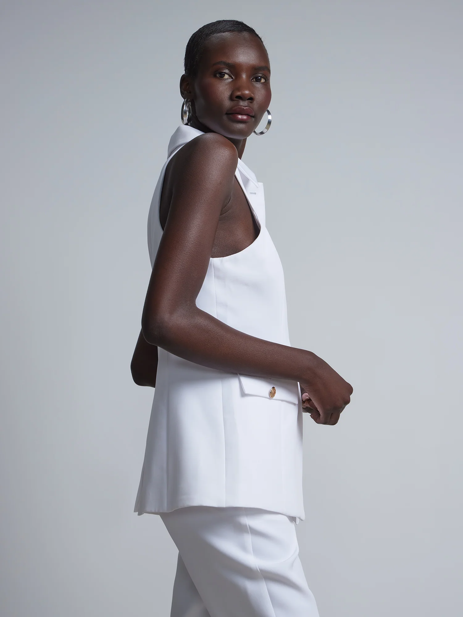High-Collar Blazer Vest - Image 2