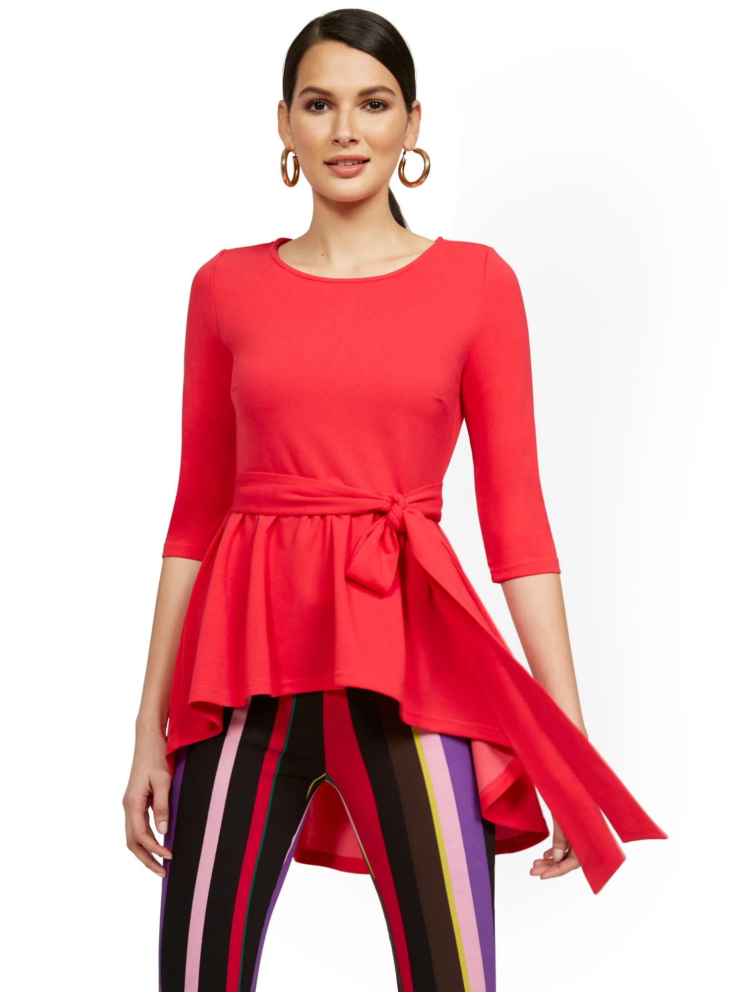 High-Low Bow-Front Tunic Top - Image 9