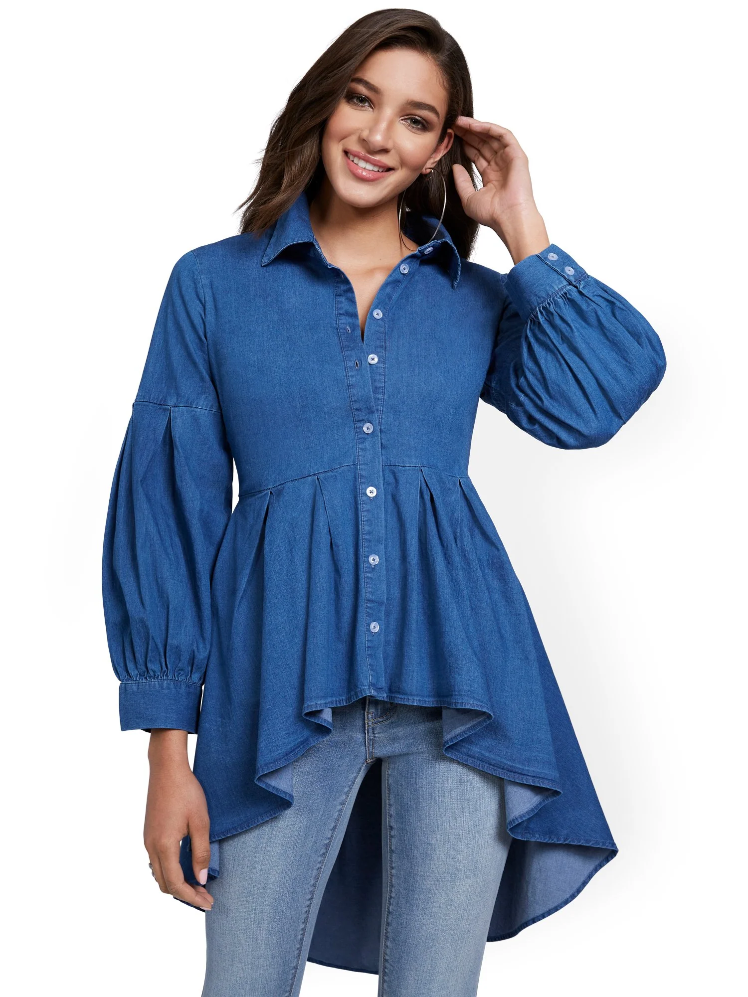 High-Low Denim Top - Image 2