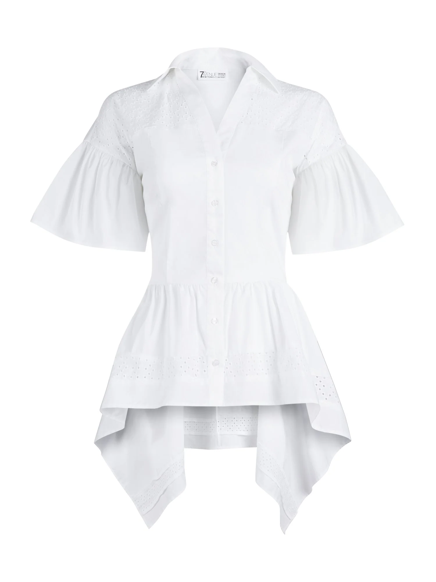 High-Low Eyelet Peplum Top - Image 2