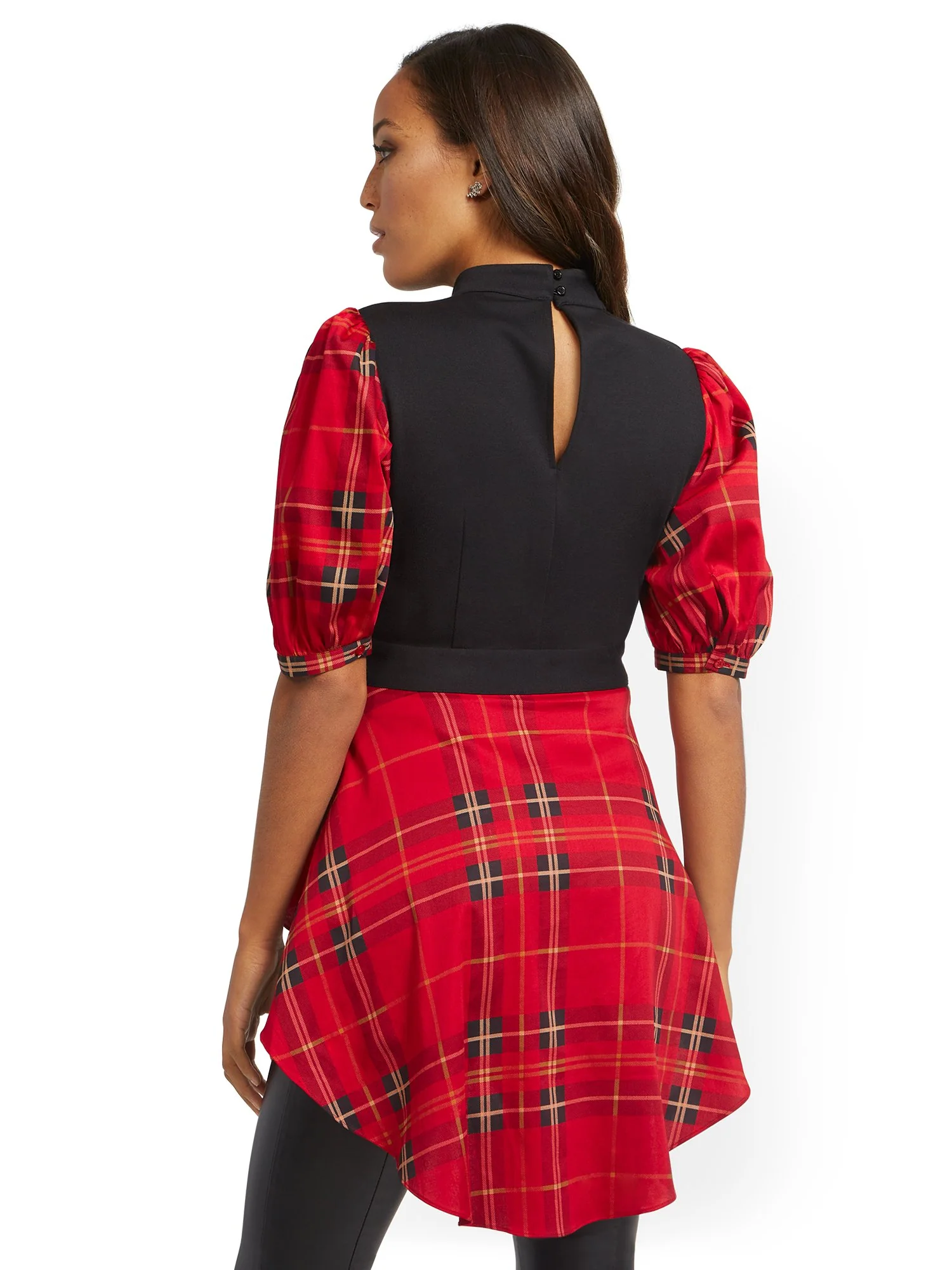High-Low Plaid Twofer Top - Image 2