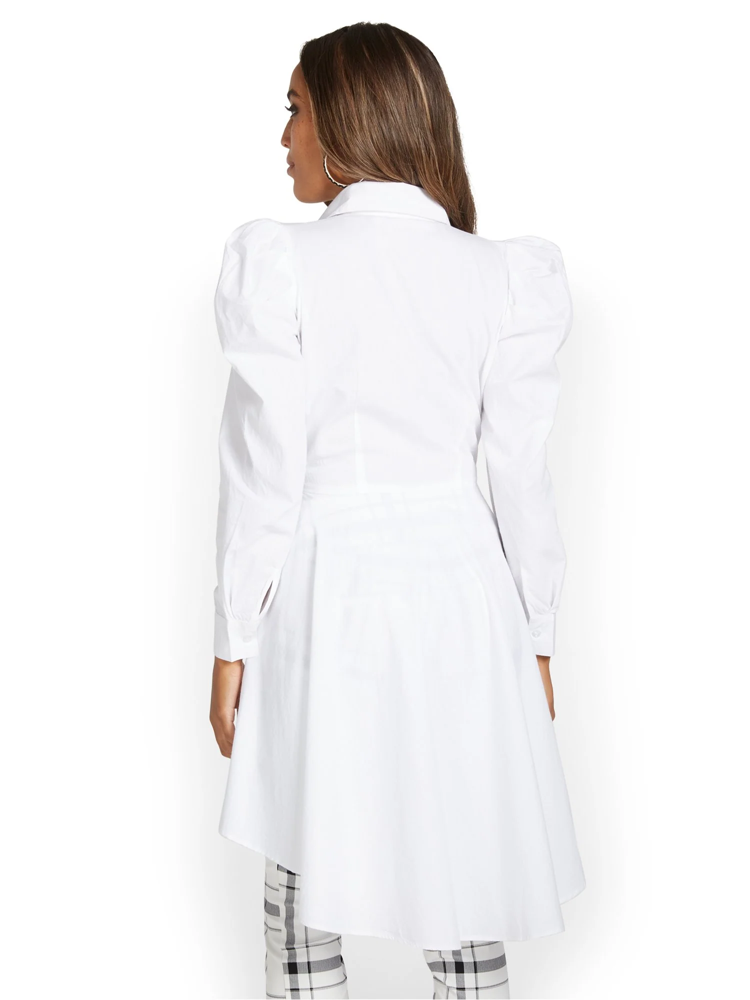 High-Low Puff-Sleeve Poplin Top - Image 3