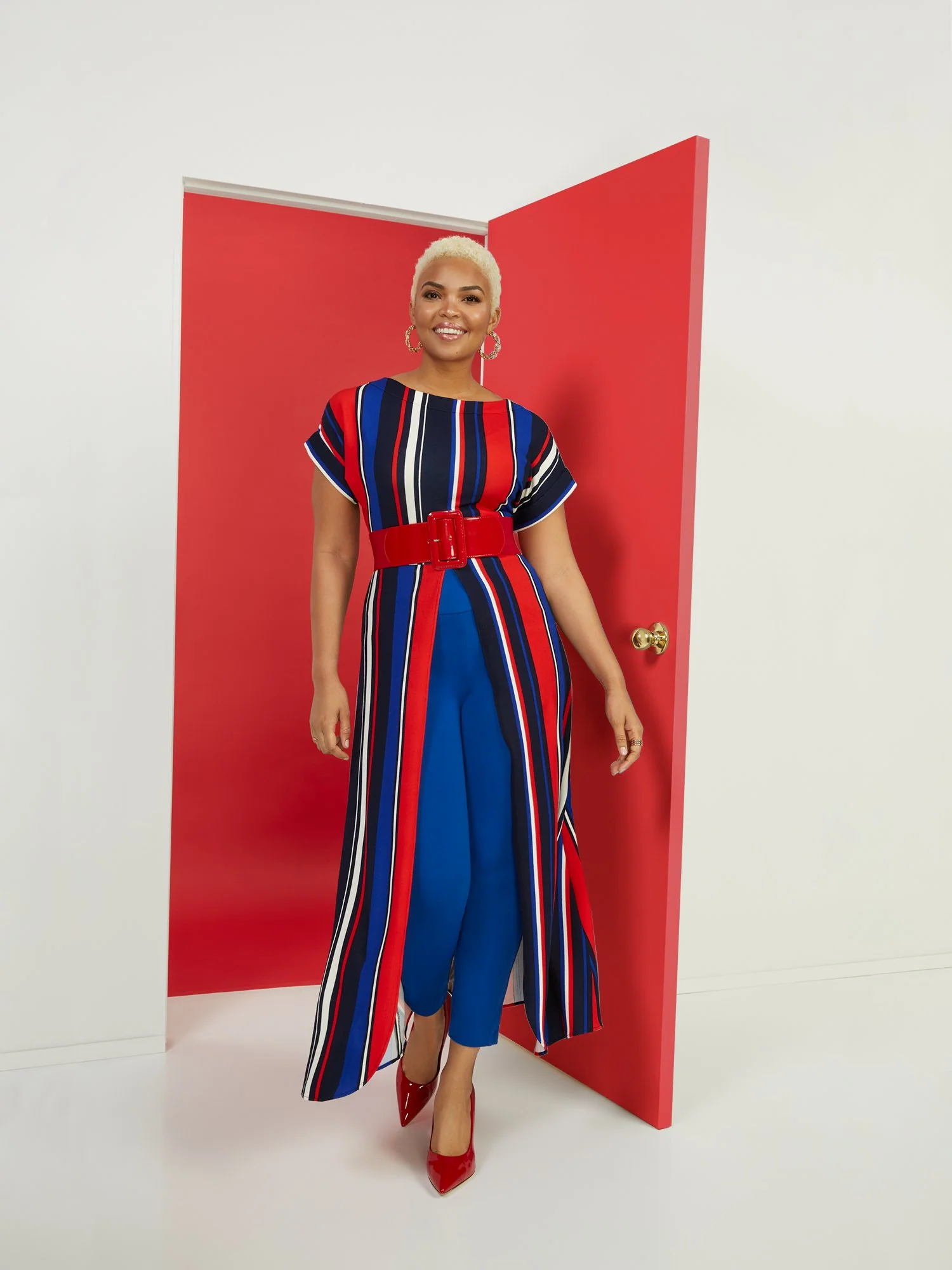 High-Low Striped Duster Top - Image 2