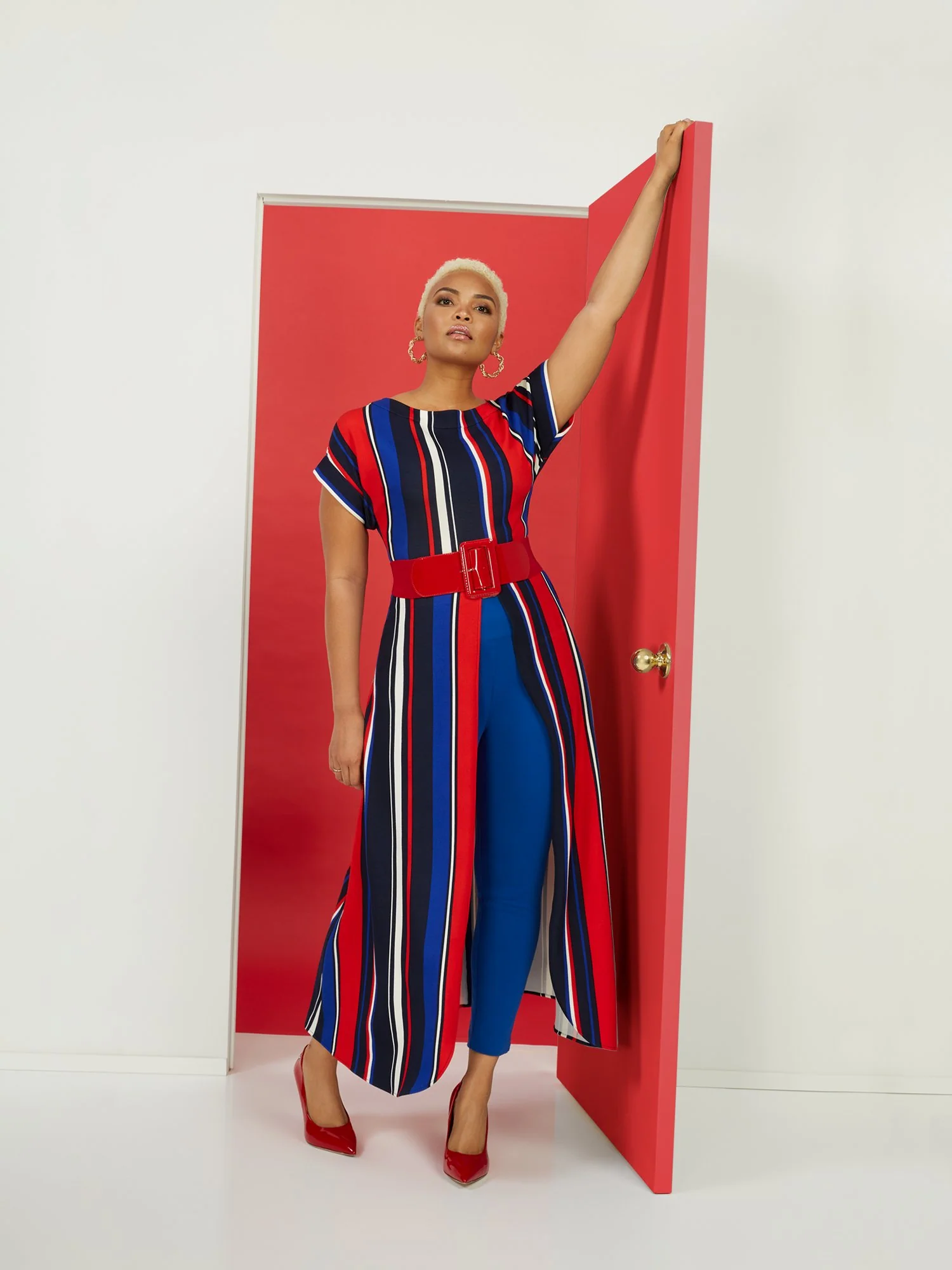 High-Low Striped Duster Top - Image 4