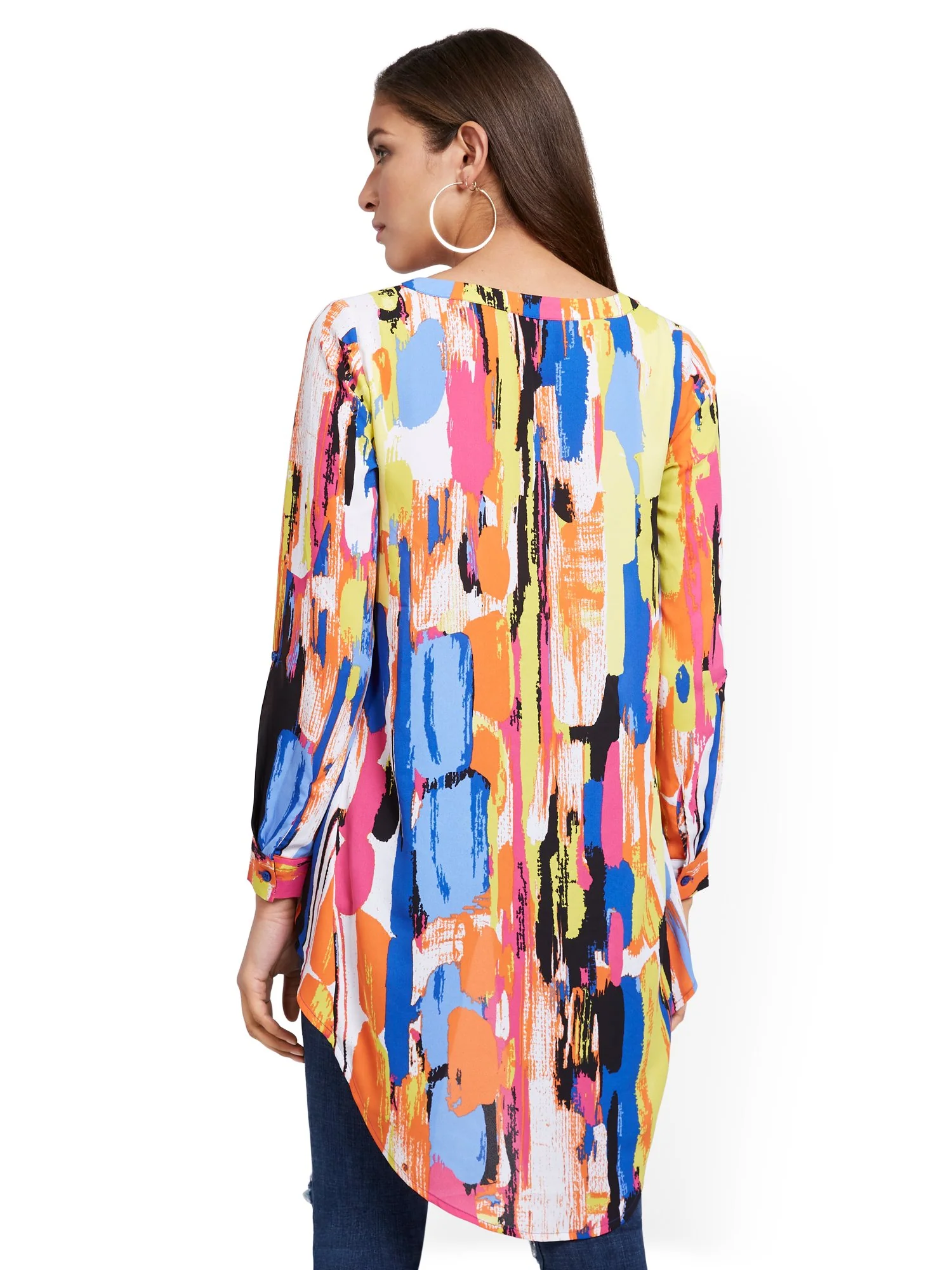 High-Low V-Neck Popover Top - Image 3