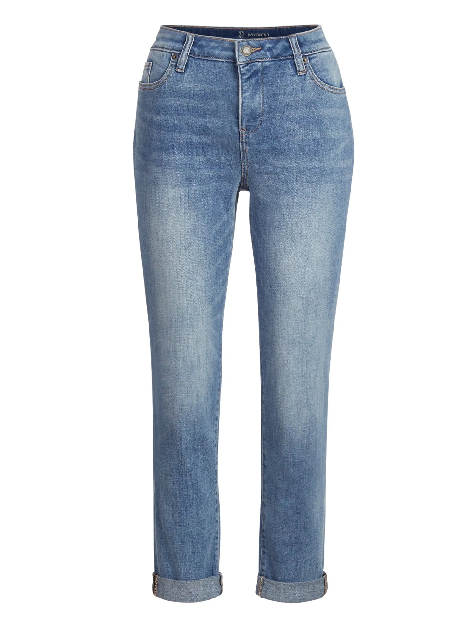 High-Rise Diamond Blue Boyfriend Jeans - Image 2