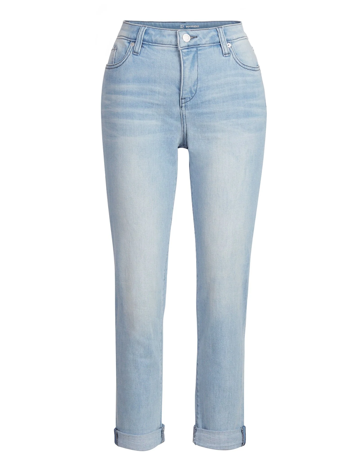 High-Rise Diamond Blue Boyfriend Jeans - Image 2