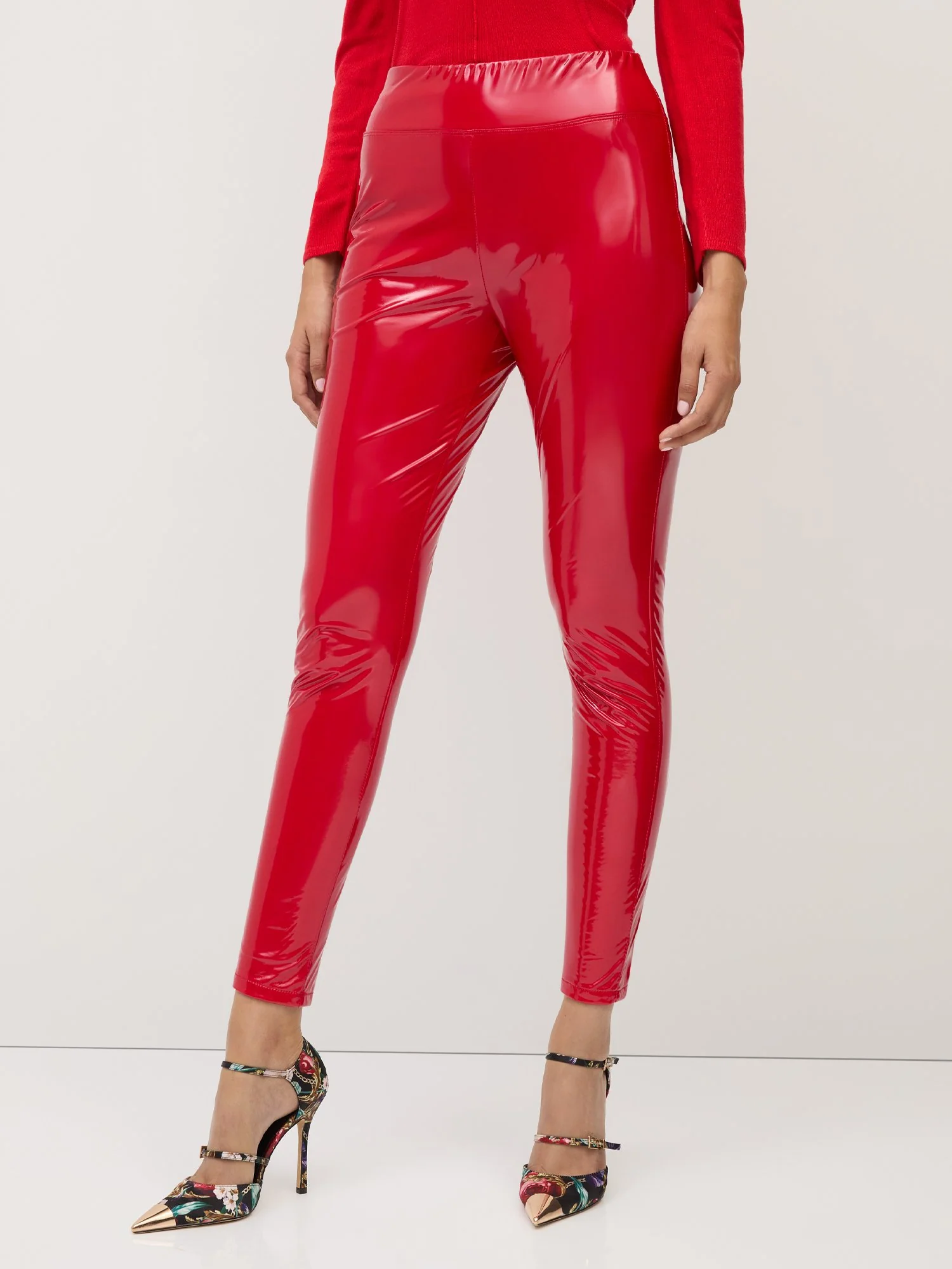 High-Rise Faux-Leather Latex-Look Slim-Leg Ankle Pant - Image 8