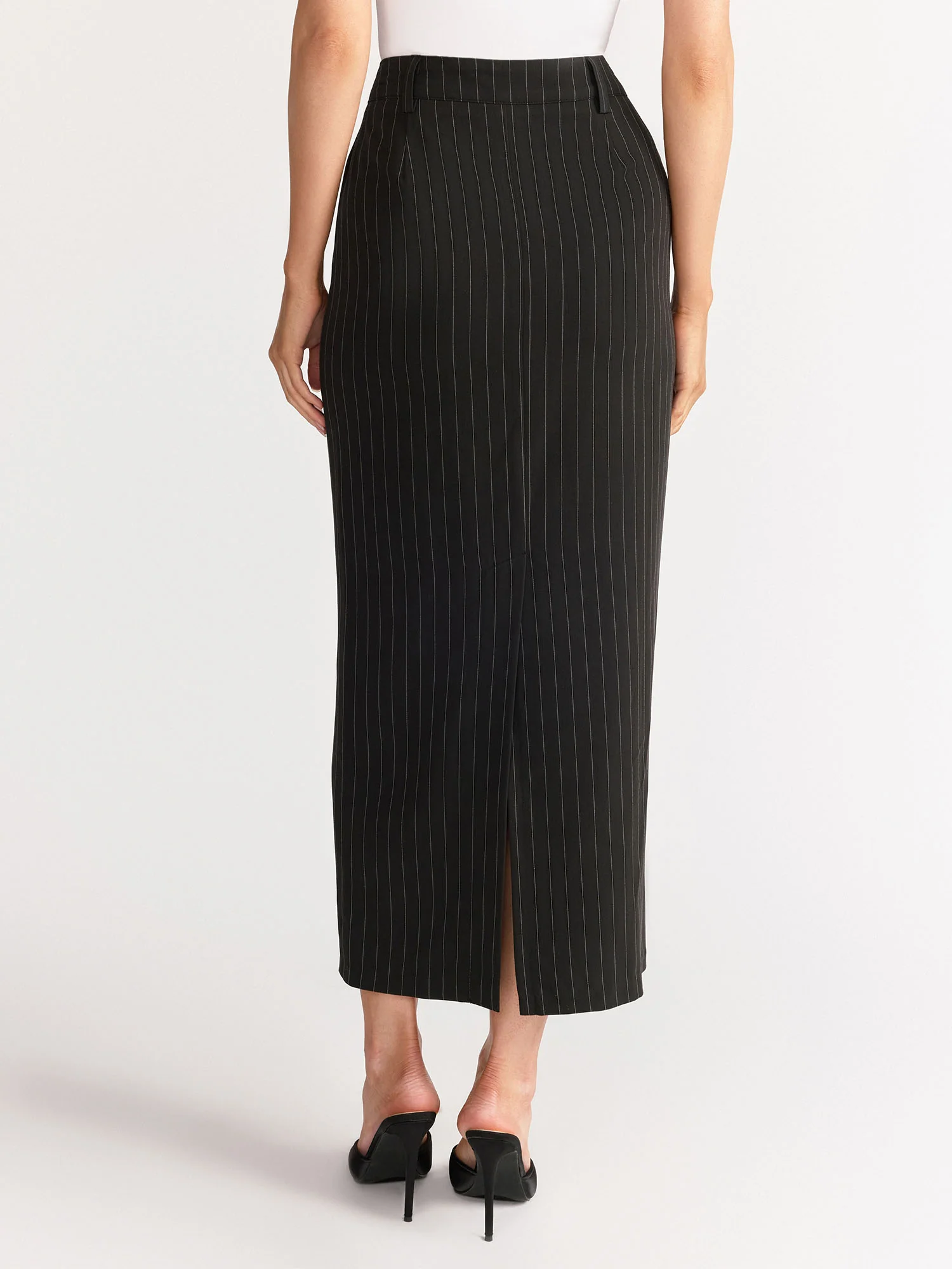 Sans Souci High Rise Pinstripe Maxi Column Skirt - Brands We Love - Image 4