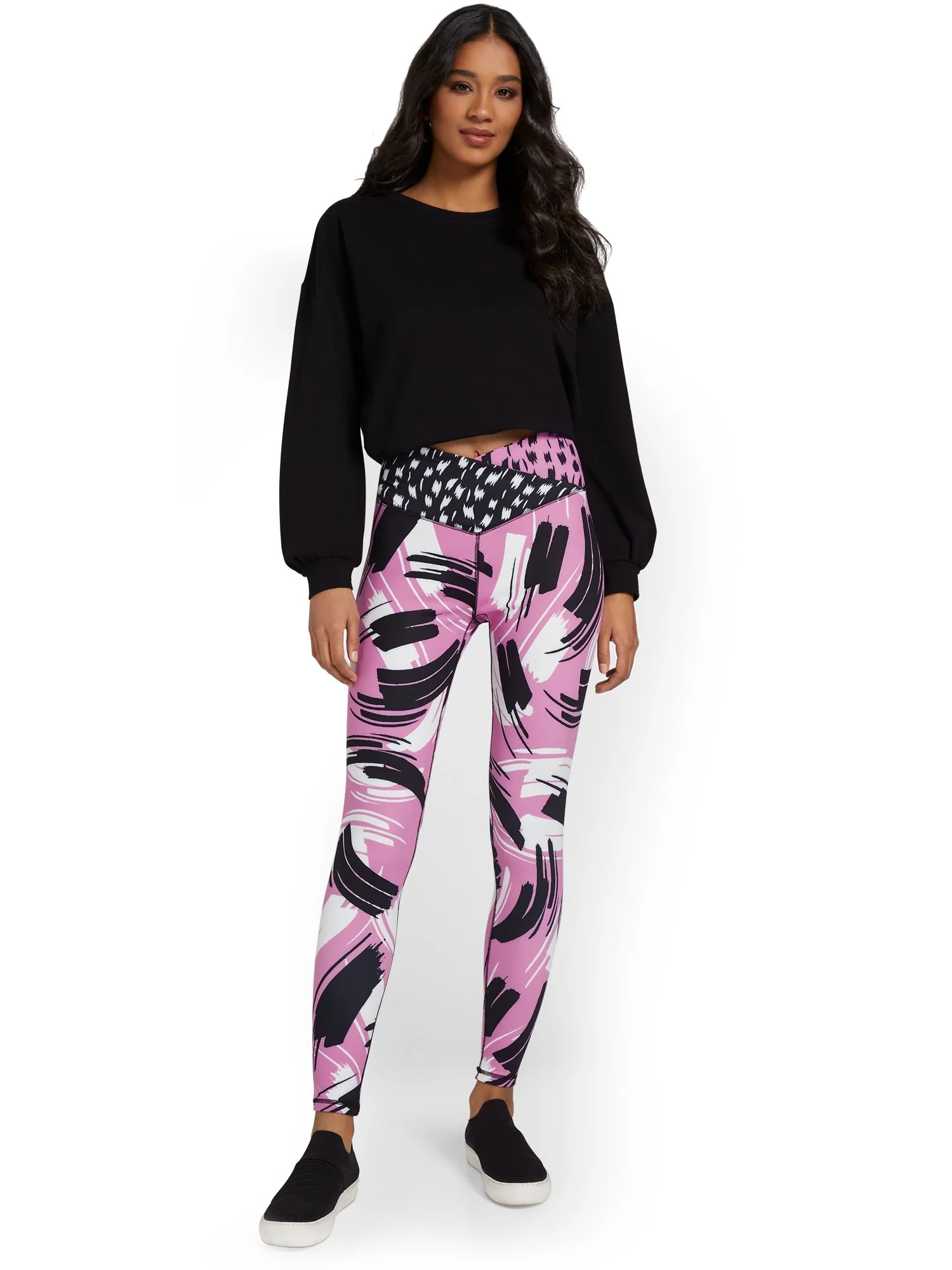 High-Waisted Abstract-Print Pocket Legging - City Contour - Image 5